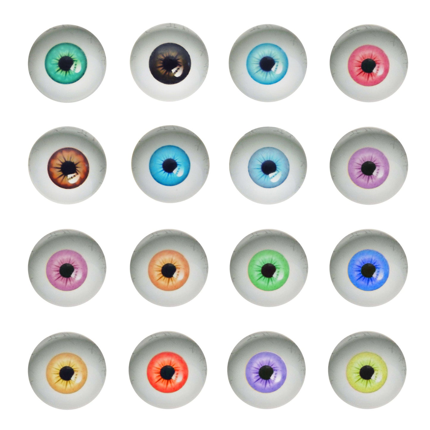 50 Pairs Mixed Human Eyes Flatback Glass Eyeball Cabochon Dome for Doll Making Jewelry Settings Craft DIY Findings