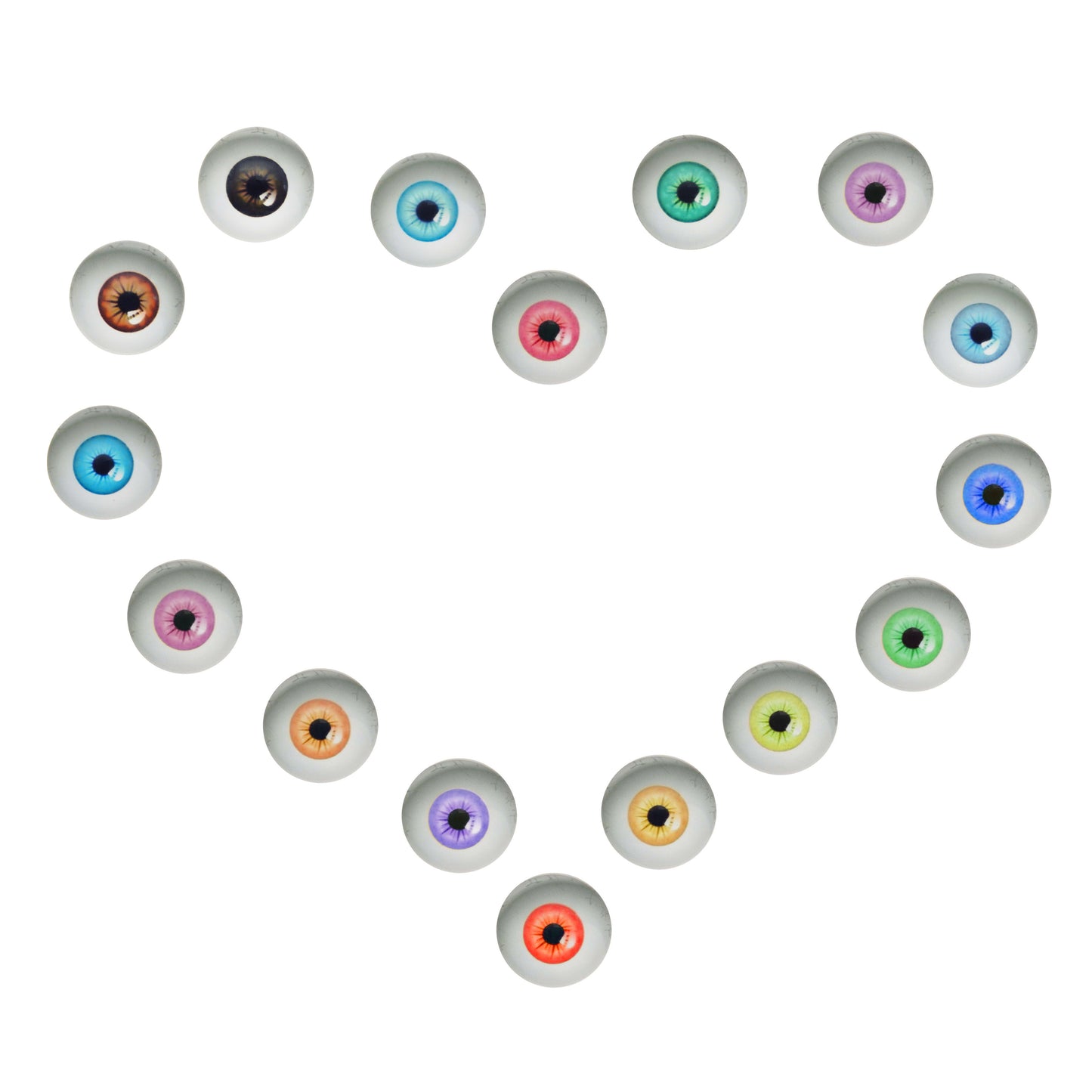 50 Pairs Mixed Human Eyes Flatback Glass Eyeball Cabochon Dome for Doll Making Jewelry Settings Craft DIY Findings