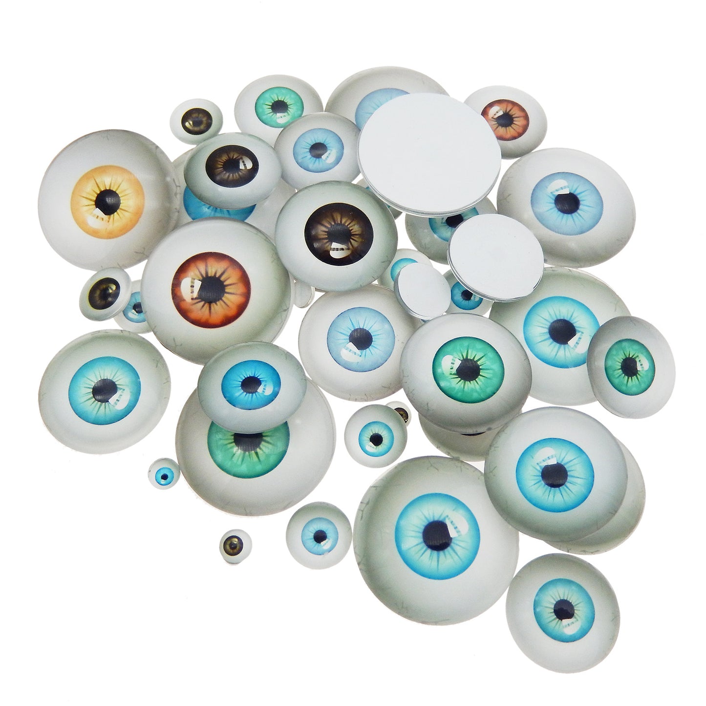50 Pairs Mixed Human Eyes Flatback Glass Eyeball Cabochon Dome for Doll Making Jewelry Settings Craft DIY Findings