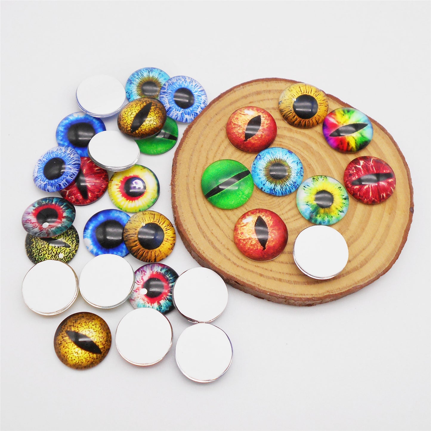 50 Pairs Mixed Dragon Lizard Eyes Flatback Glass Eyeball Cabochon Dome for Doll Making Jewelry Settings Craft DIY Findings