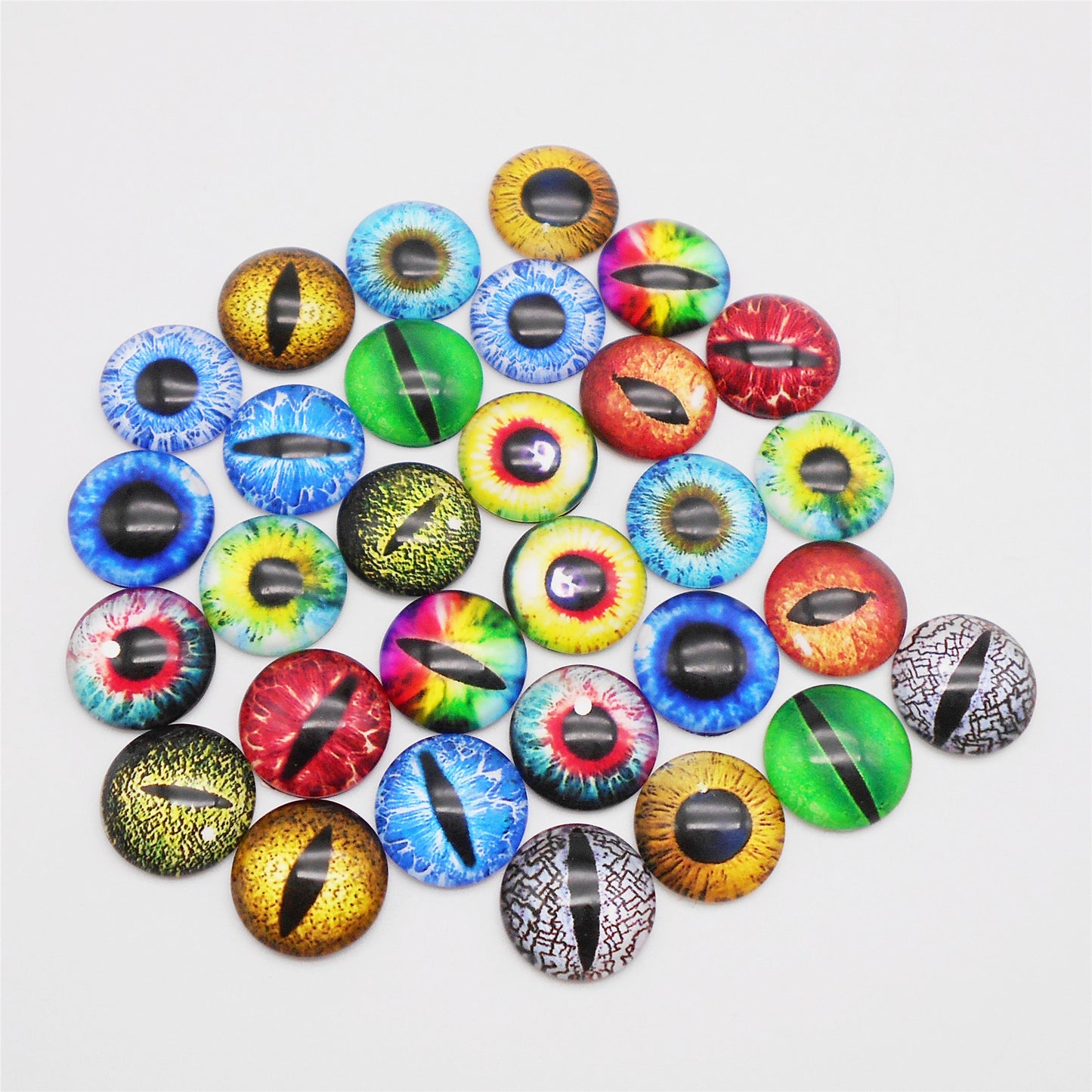 50 Pairs Mixed Dragon Lizard Eyes Flatback Glass Eyeball Cabochon Dome for Doll Making Jewelry Settings Craft DIY Findings