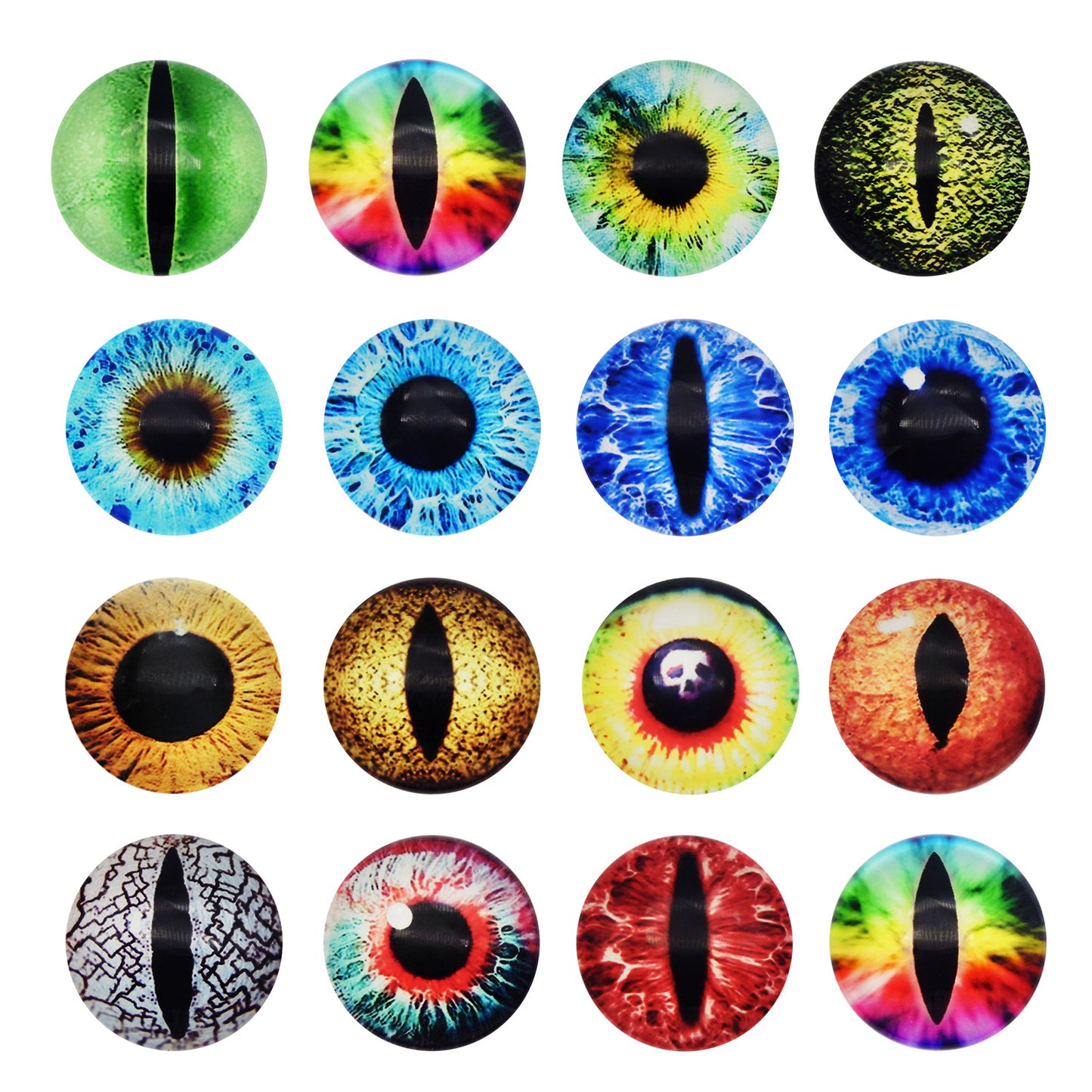 50 Pairs Mixed Dragon Lizard Eyes Flatback Glass Eyeball Cabochon Dome for Doll Making Jewelry Settings Craft DIY Findings