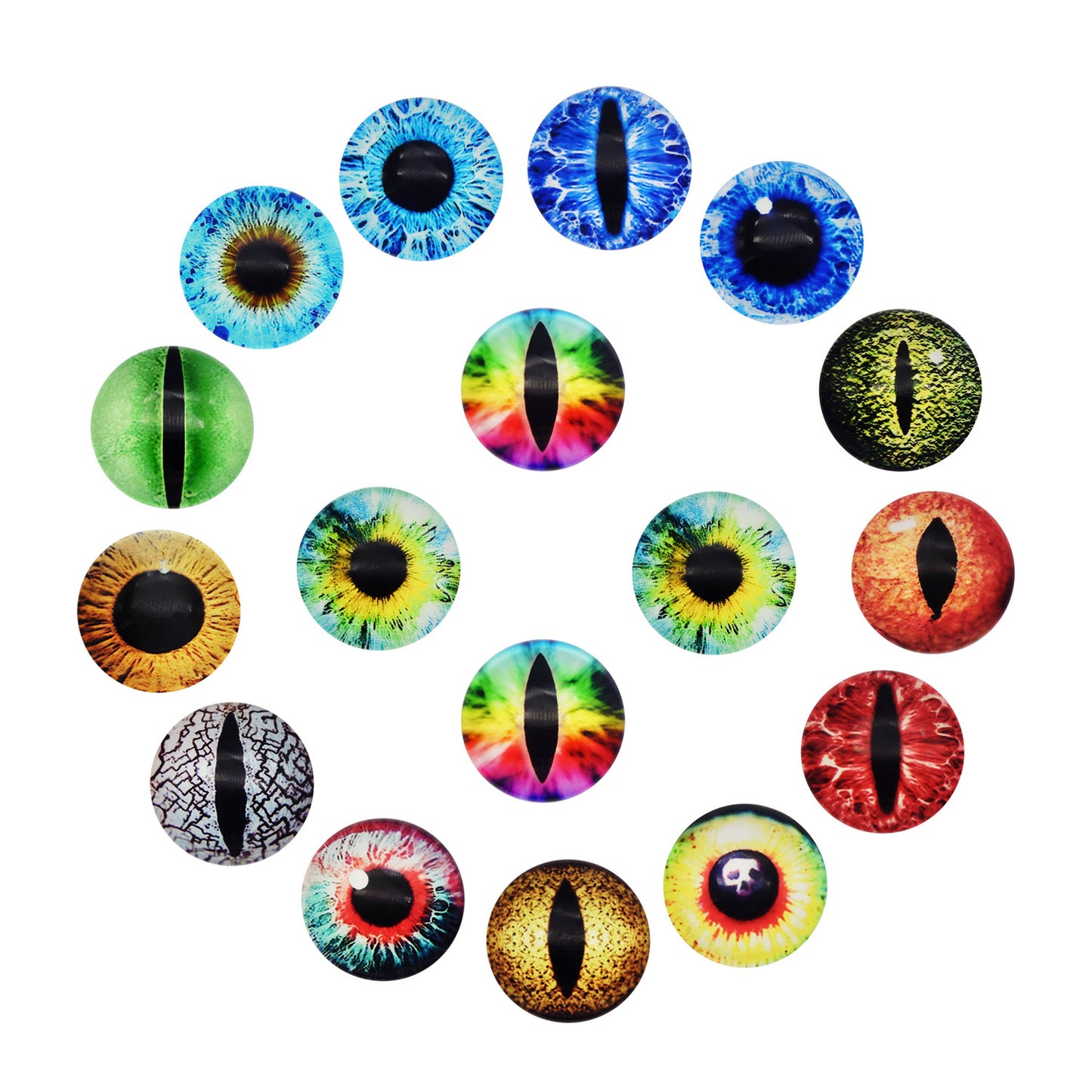 50 Pairs Mixed Dragon Lizard Eyes Flatback Glass Eyeball Cabochon Dome for Doll Making Jewelry Settings Craft DIY Findings