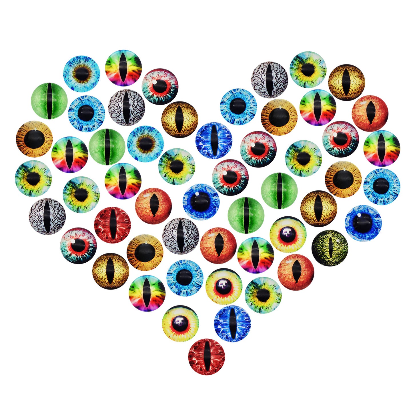 50 Pairs Mixed Dragon Lizard Eyes Flatback Glass Eyeball Cabochon Dome for Doll Making Jewelry Settings Craft DIY Findings