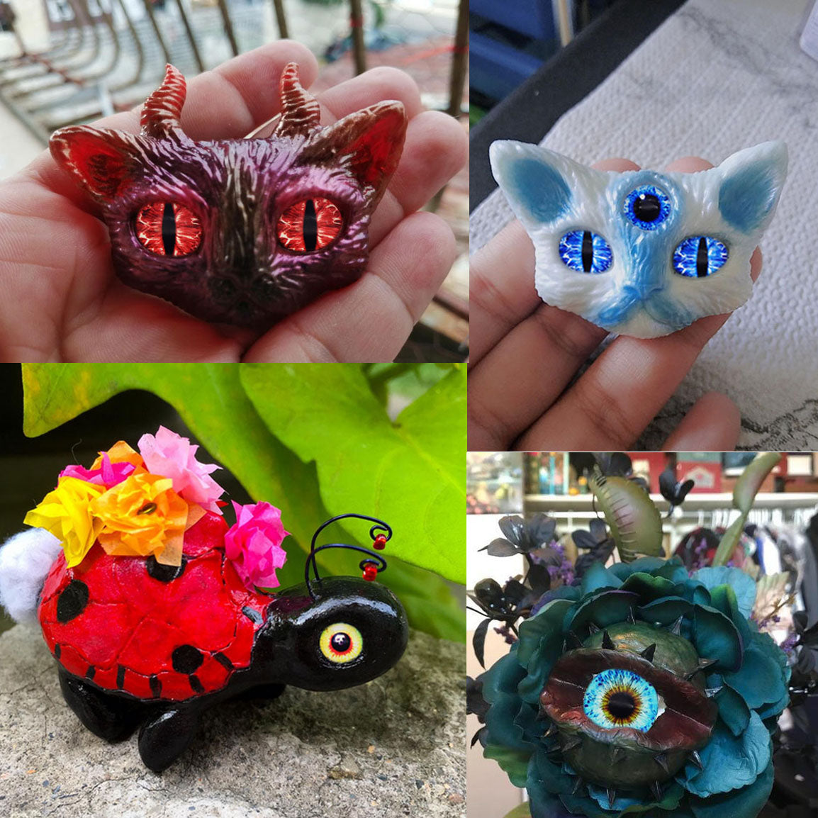50 Pairs Mixed Cat Owl Frog Eyes Flatback Glass Eyeball Cabochon Dome for Doll Making Jewelry Settings Craft DIY Findings