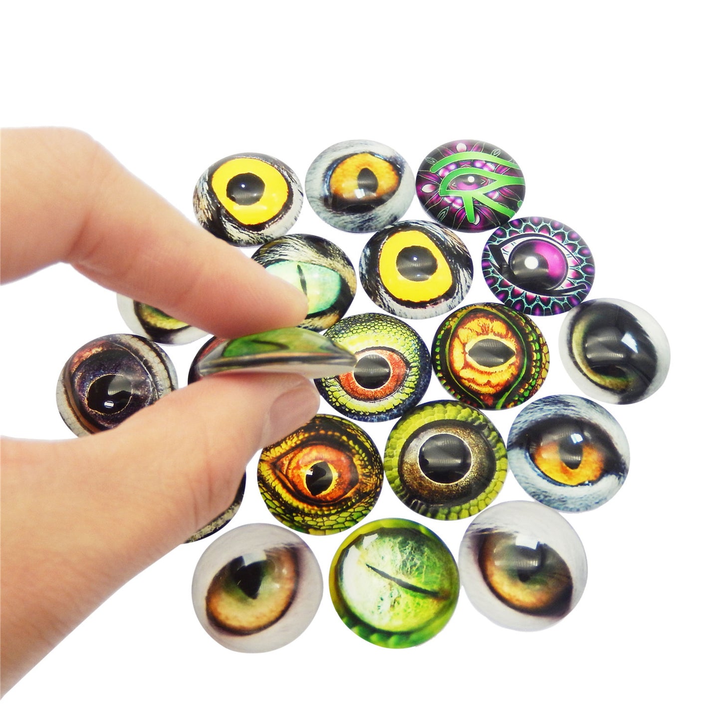 50 Pairs Mixed Cat Owl Frog Eyes Flatback Glass Eyeball Cabochon Dome for Doll Making Jewelry Settings Craft DIY Findings