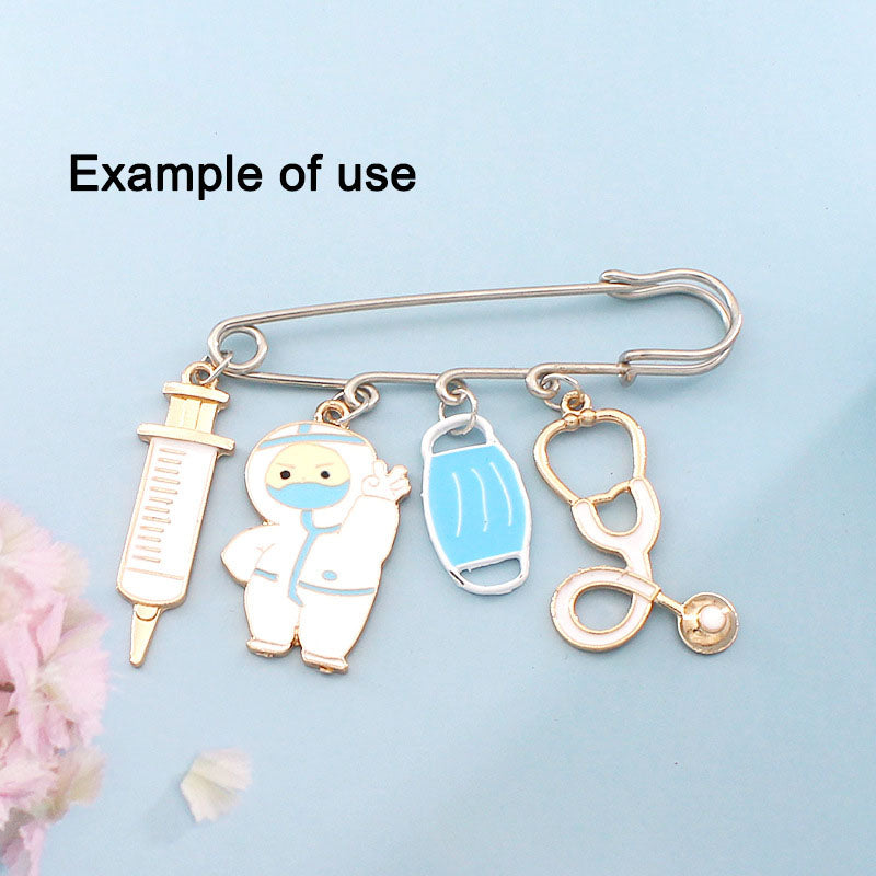 12pcs Quality Plated Doctor Career Series Charm Alloy Stethoscope Thermometer Design Enamel Pendant DIY Jewelry Making Accessory Key Chain Crafts Decor