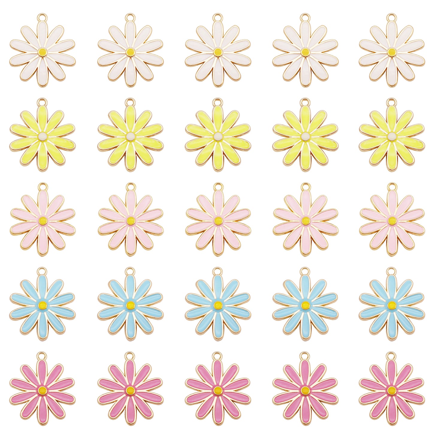 5Pcs Quality Plated Floral Daisy Charm 29x25mm Alloy Flower Pendant DIY Jewelry Making Accessory Crafts Phone Chain Key Chain Decor