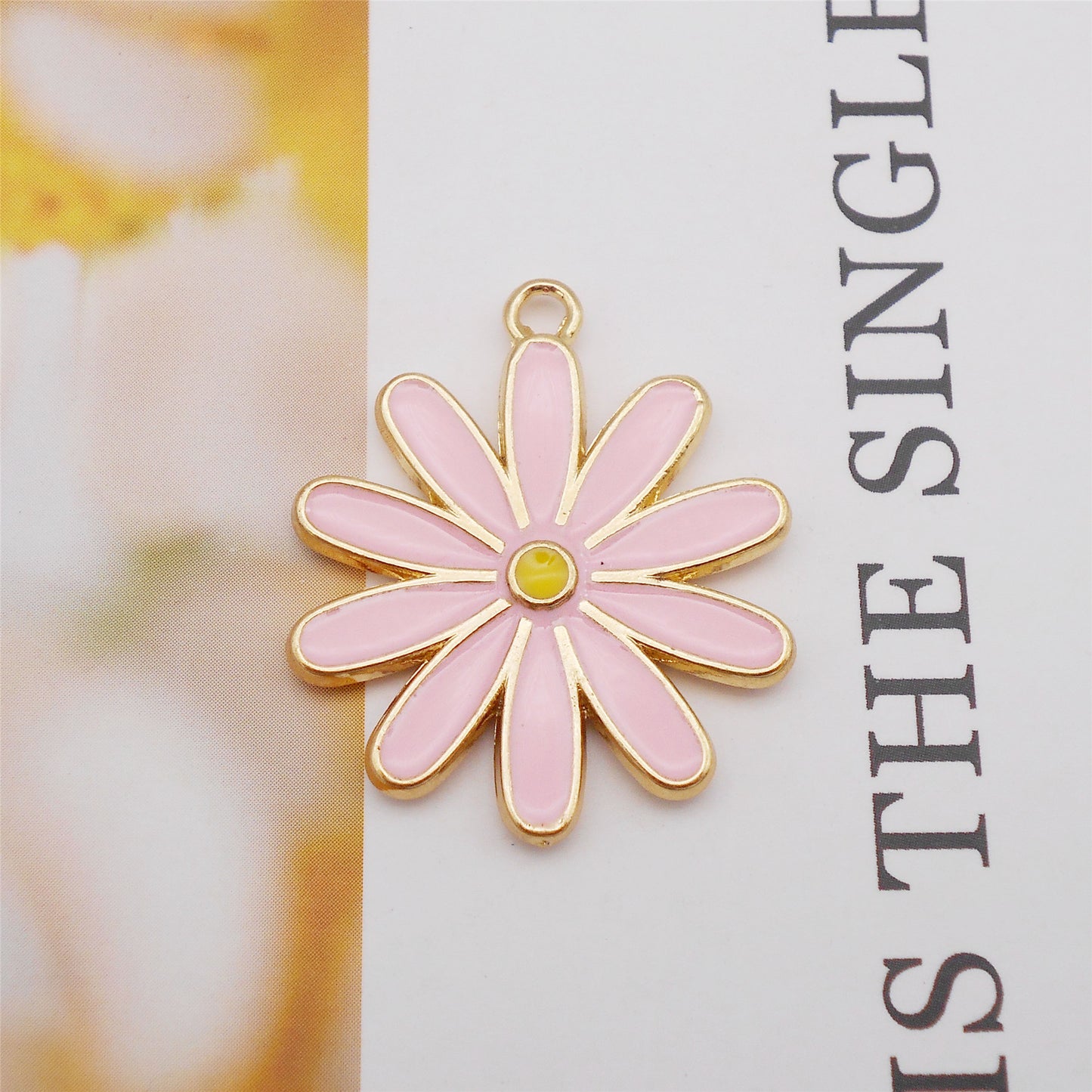 5Pcs Quality Plated Floral Daisy Charm 29x25mm Alloy Flower Pendant DIY Jewelry Making Accessory Crafts Phone Chain Key Chain Decor