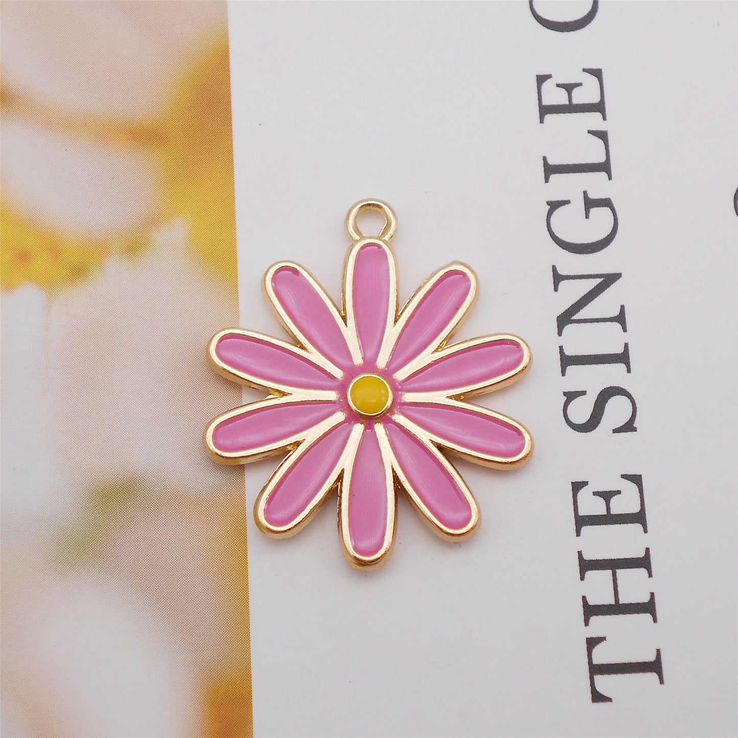 5Pcs Quality Plated Floral Daisy Charm 29x25mm Alloy Flower Pendant DIY Jewelry Making Accessory Crafts Phone Chain Key Chain Decor