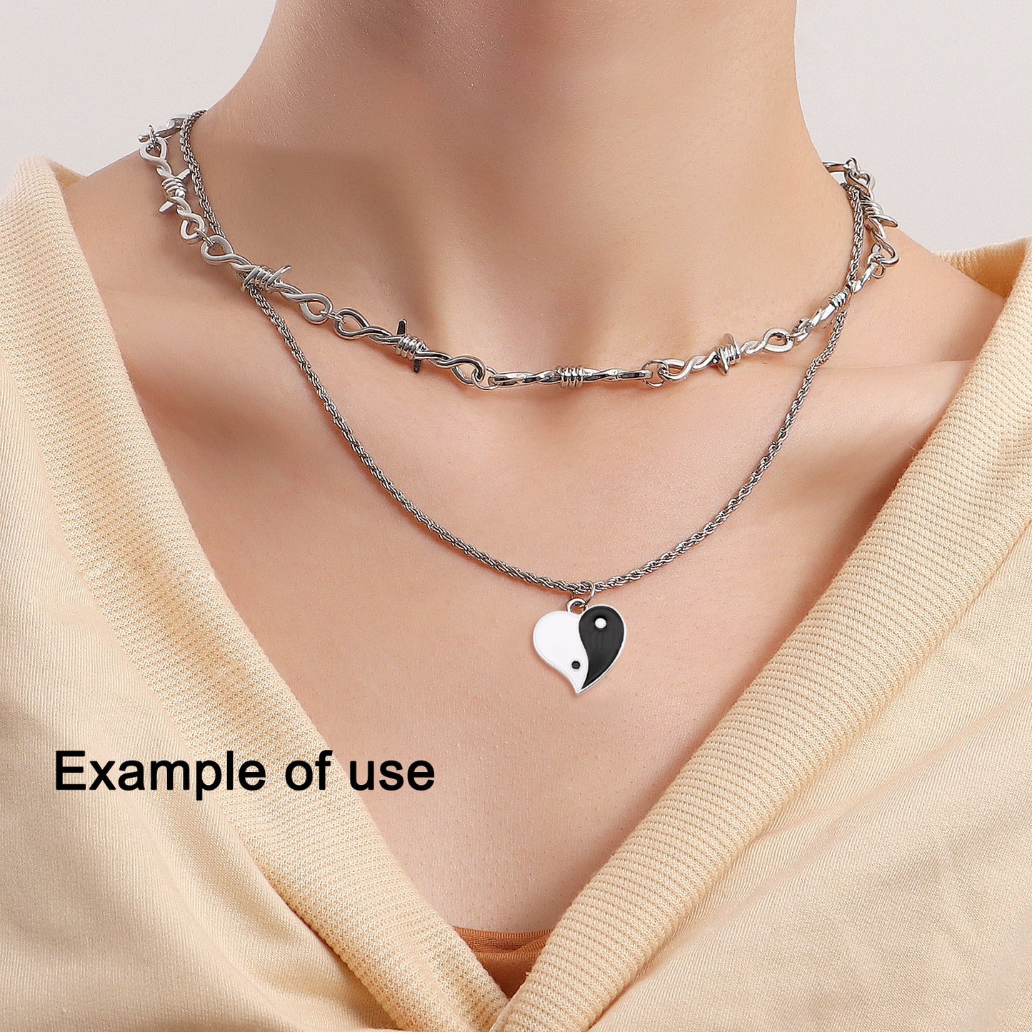 6Pcs 21x21mm Alloy Heart Charm Yin Yang Design Pendant Chinese Style Jewelry Dangle for Necklace Bracelet Making DIY Crafts Decor