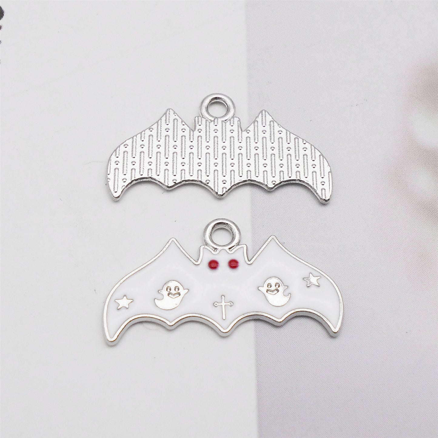 5pcs 25x13mm Enamel Halloween Bat Charm Alloy Jewelry Making Accessory Necklace Bracelet Dangle Decor