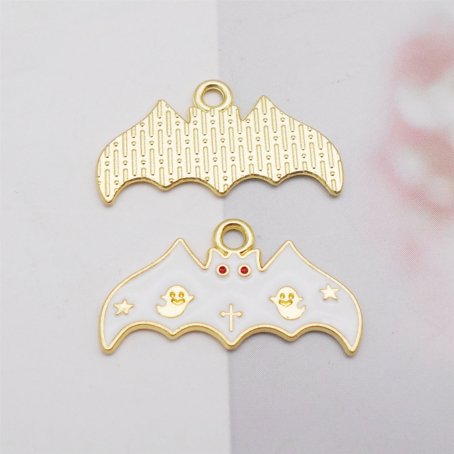 5pcs 25x13mm Enamel Halloween Bat Charm Alloy Jewelry Making Accessory Necklace Bracelet Dangle Decor