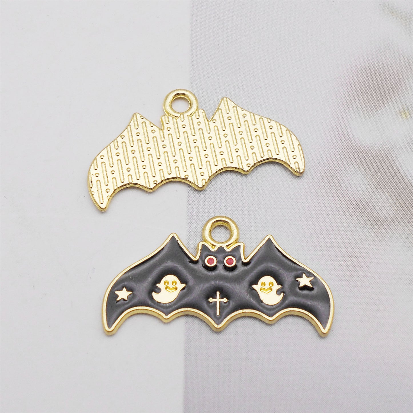5pcs 25x13mm Enamel Halloween Bat Charm Alloy Jewelry Making Accessory Necklace Bracelet Dangle Decor