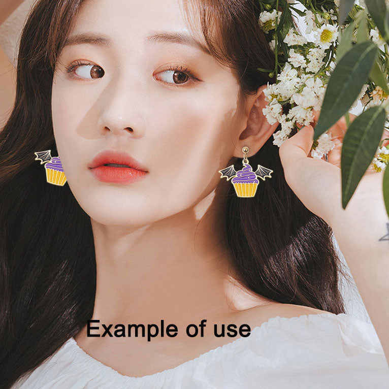 6Pcs 30x22mm Metal Halloween Ice Cream Charm with Devil Wing Decor DIY Jewelry Making Supplies Necklace Bracelet Earrings Pendant Accessory