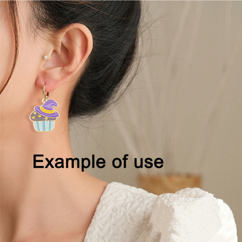 6Pcs 22x18mm Enamel Cake Charm Halloween Witch Hat Design Alloy Pendant DIY Making Accessory Necklace Jewelry Bracelet Earrings Crafts Decor