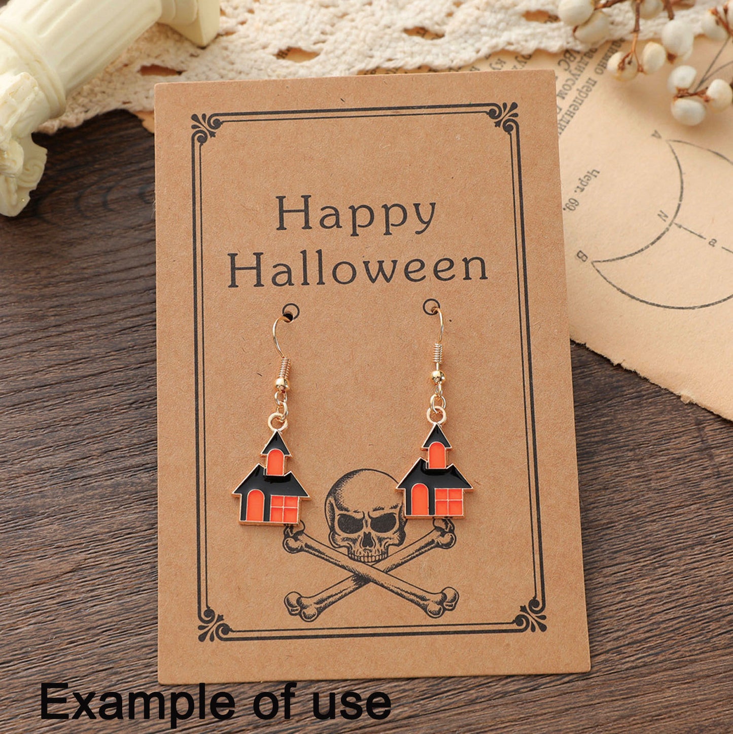 6pcs 15x22mm Enamel Halloween Charms Witch Castle Design Pendant Jewelry Making Accessory DIY Crafts Phone Chain Key Chain Decor