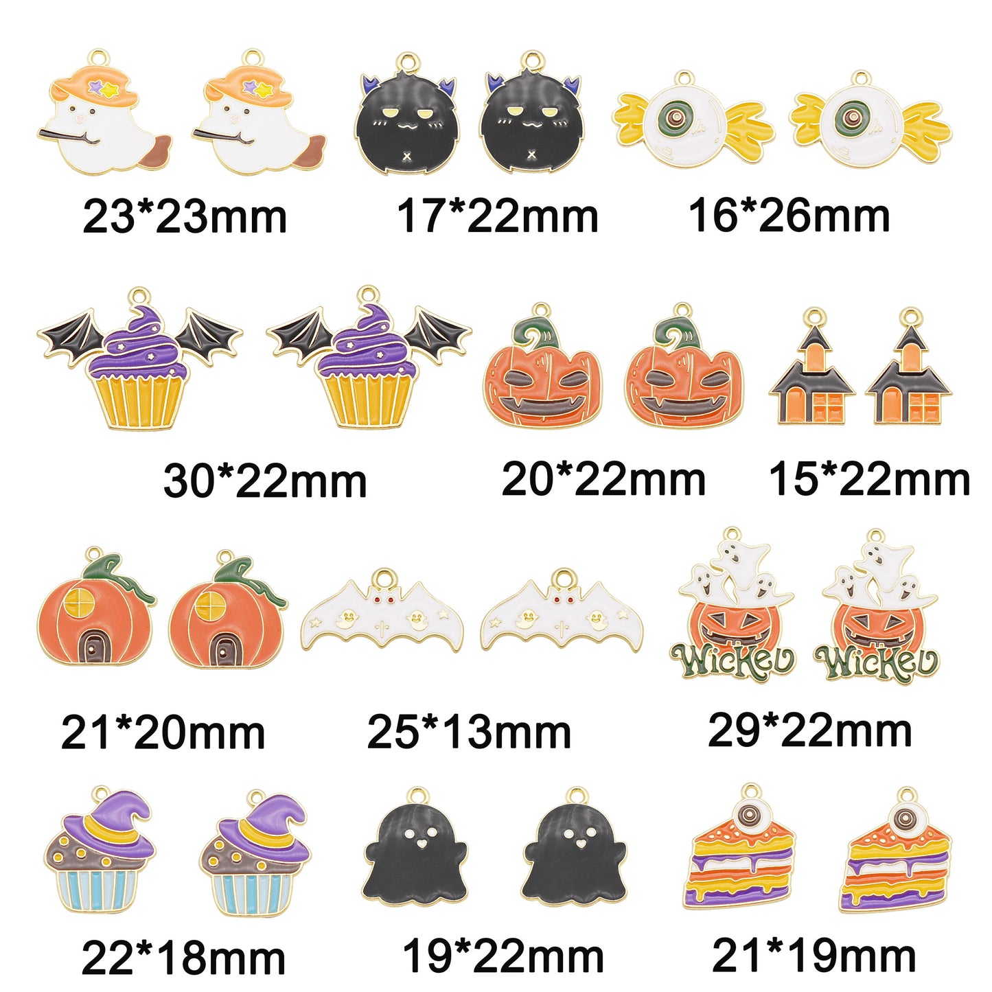 12Pcs Halloween Enamel Charm Bat Ghost Candy Design Pendant for Jewelry Necklace Bracelet Earrings Making Accessories DIY Crafts Decor