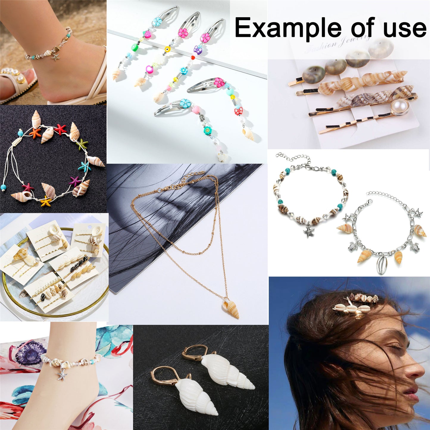 200Pcs Conch Shell Natural Spiral Shell Bead Mixed 8-23mm Beach Sea Shell DIY Fish Tank Home Decoration Bracelet Necklace Anklet Making Accessories