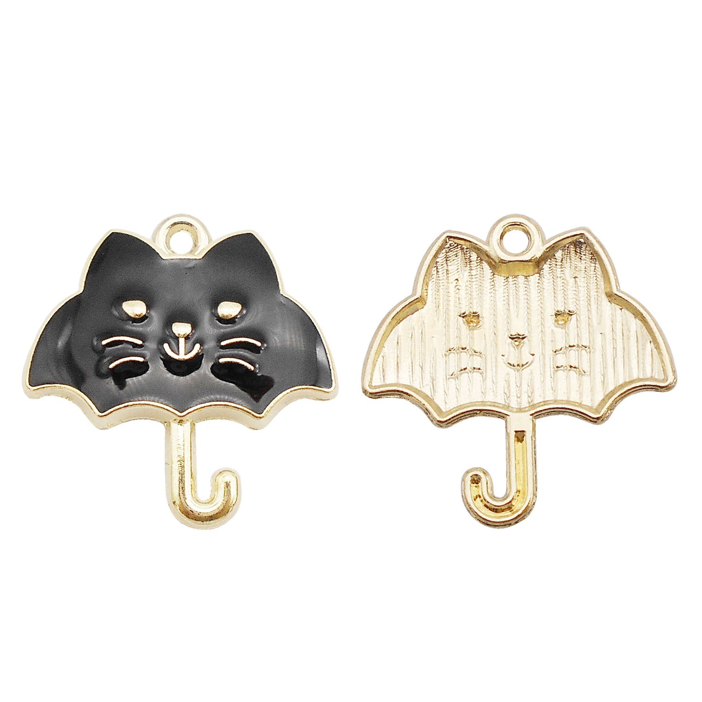6Pcs Alloy Umbrella-Shaped Cat Charm 23x24mm Kawaii Enamel Jewelry Pendant DIY Making Accessories Crafts Key Chain Decor