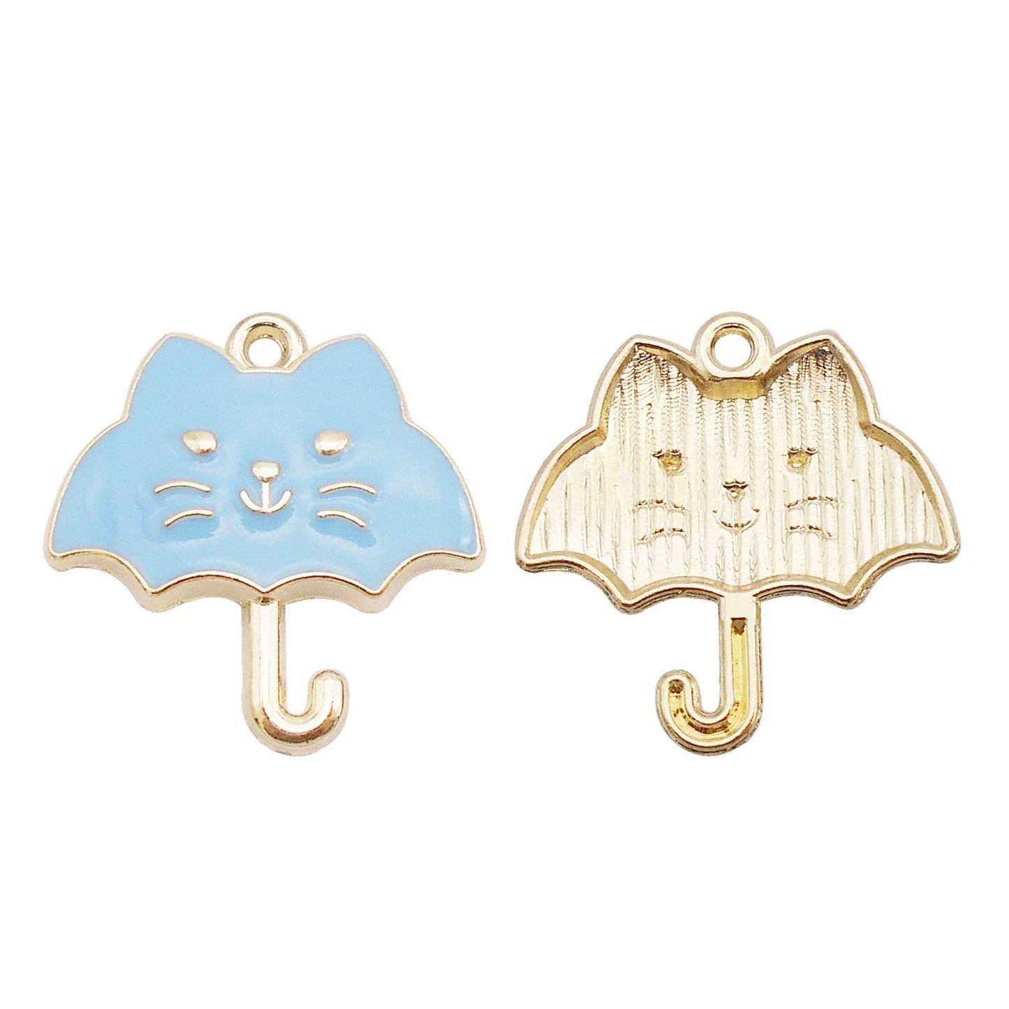 6Pcs Alloy Umbrella-Shaped Cat Charm 23x24mm Kawaii Enamel Jewelry Pendant DIY Making Accessories Crafts Key Chain Decor