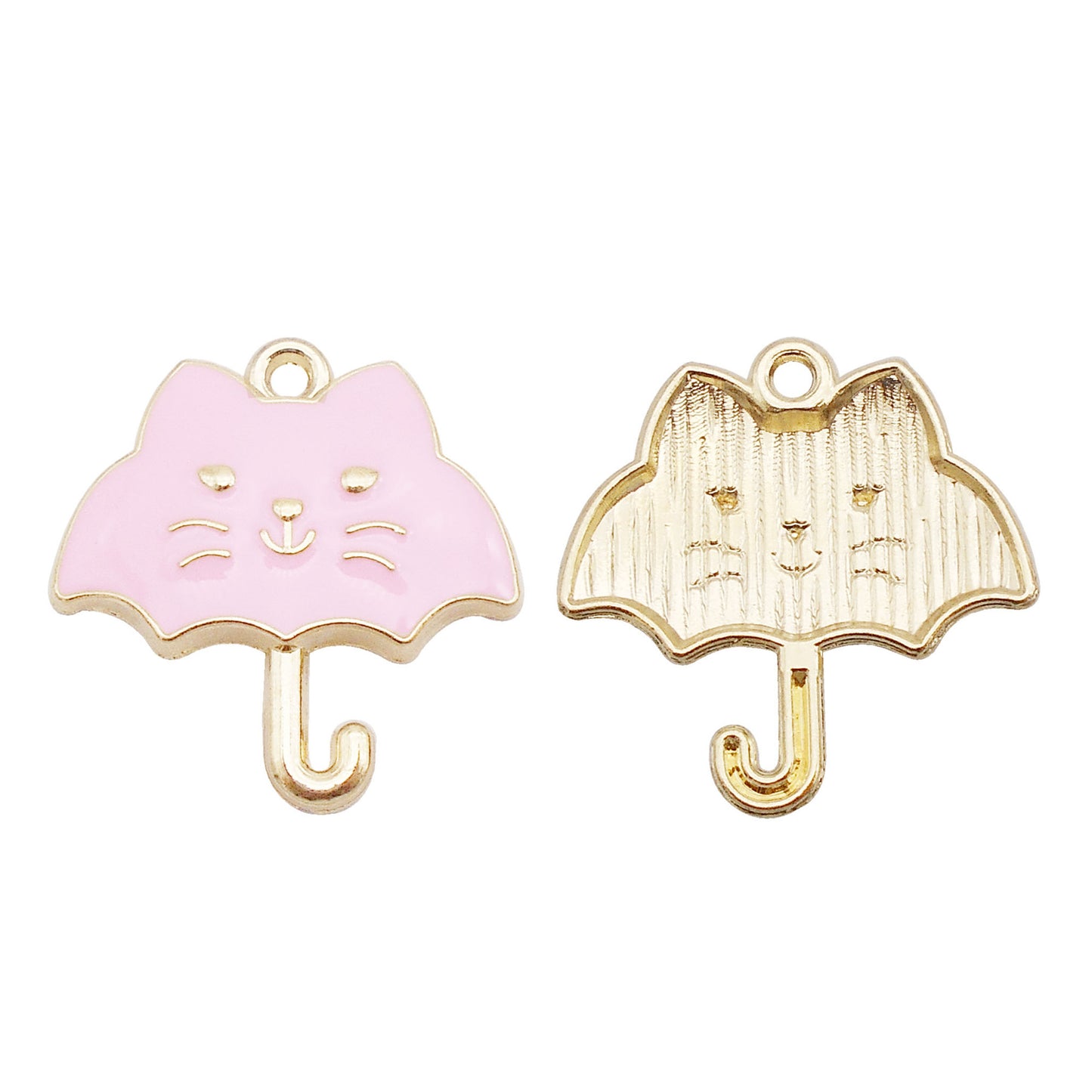 6Pcs Alloy Umbrella-Shaped Cat Charm 23x24mm Kawaii Enamel Jewelry Pendant DIY Making Accessories Crafts Key Chain Decor