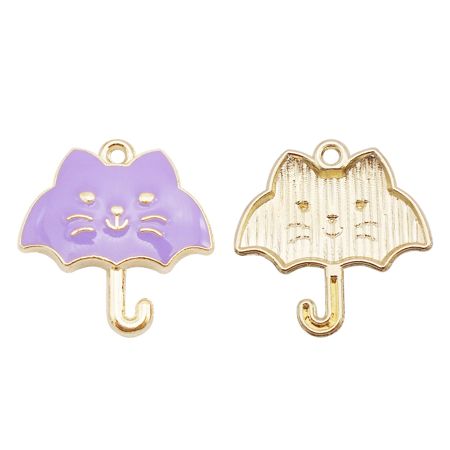 6Pcs Alloy Umbrella-Shaped Cat Charm 23x24mm Kawaii Enamel Jewelry Pendant DIY Making Accessories Crafts Key Chain Decor