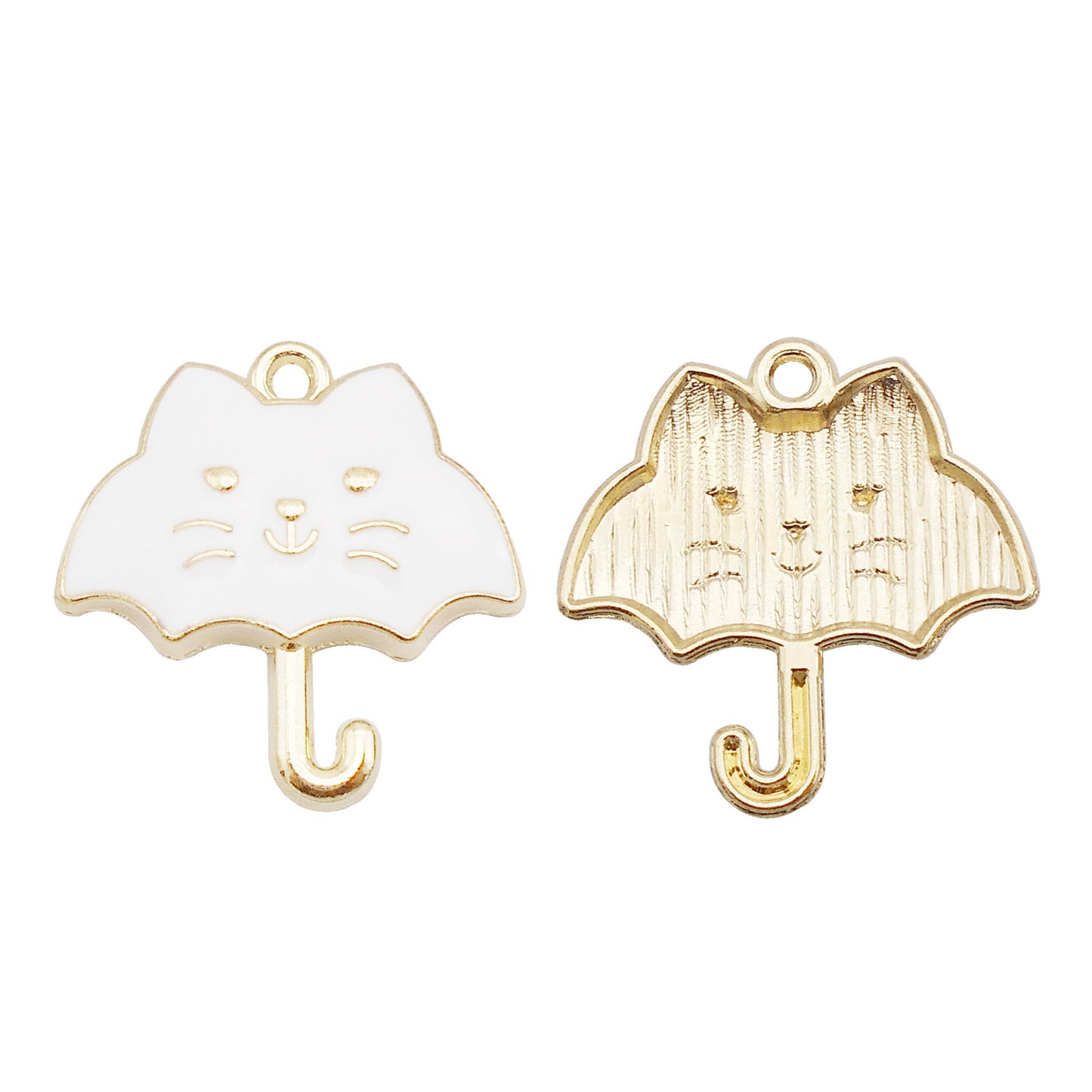 6Pcs Alloy Umbrella-Shaped Cat Charm 23x24mm Kawaii Enamel Jewelry Pendant DIY Making Accessories Crafts Key Chain Decor