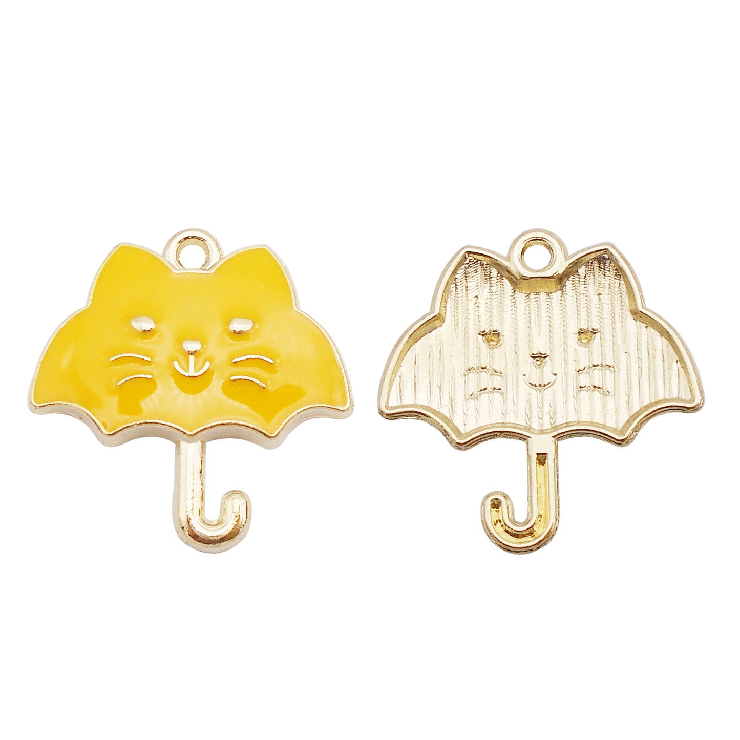 6Pcs Alloy Umbrella-Shaped Cat Charm 23x24mm Kawaii Enamel Jewelry Pendant DIY Making Accessories Crafts Key Chain Decor