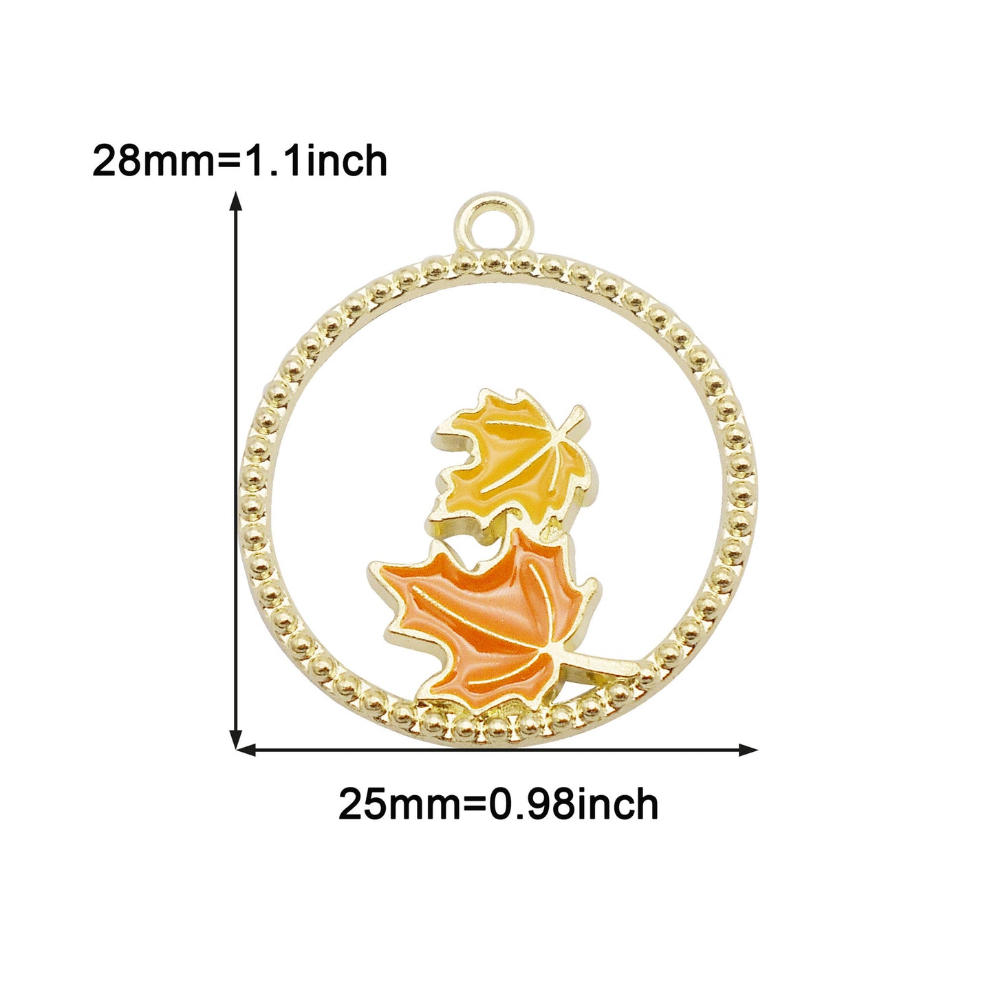 4Pcs Alloy Round Frame Cat Fox Charm Enamel Maple Pendant Girl Riding Flying Broom Design DIY Jewelry Making Accessory Crafts Phone Chain Key Chain Decor