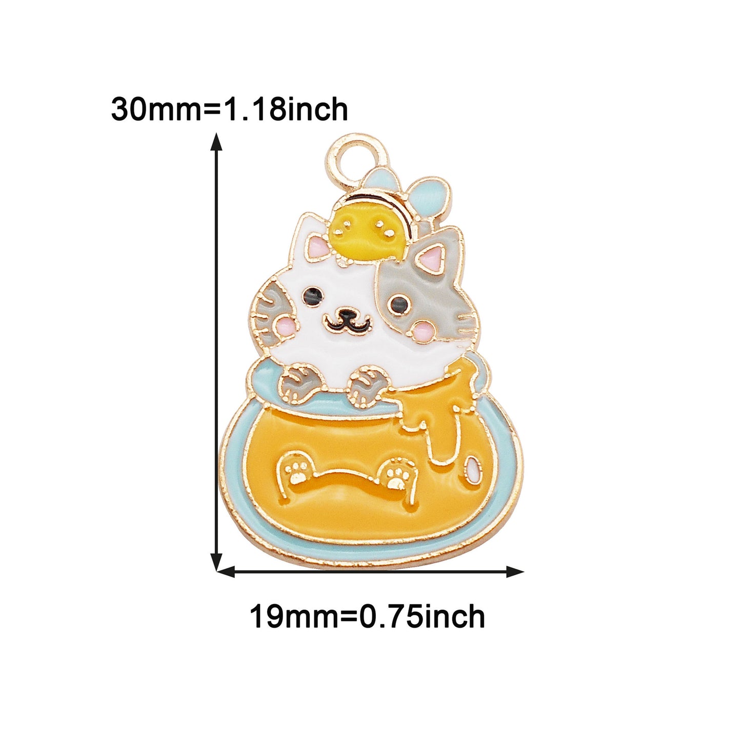 4Pcs Cat in Honey Jar Charms Kawaii Cake Cat Pendant Alloy Enamel Jewelry Necklace Bracelet Accessory DIY Crafts Decor Supplies