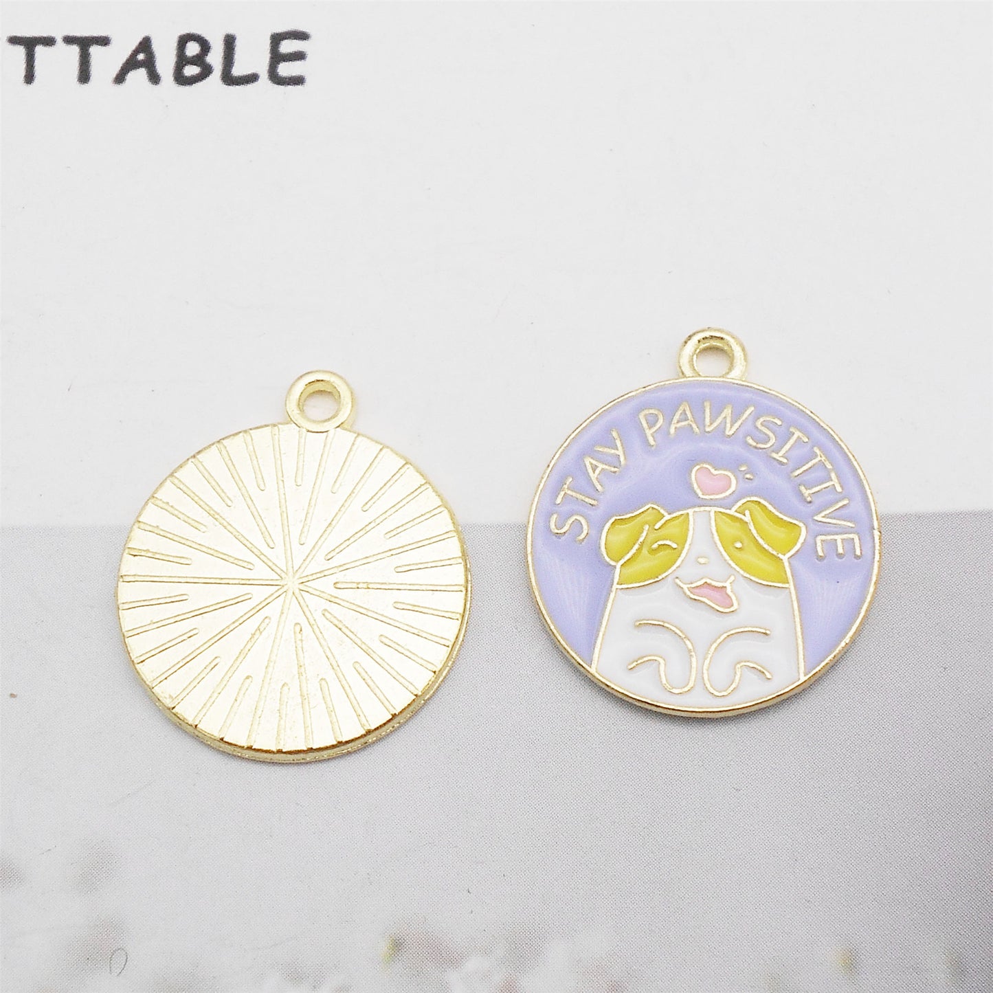4Pcs 23x20mm Round Alloy Charm Enamel Cat Dog Rainbow Sun Design Pendant DIY Jewelry Making Accessory Crafts Phone Chain Decor