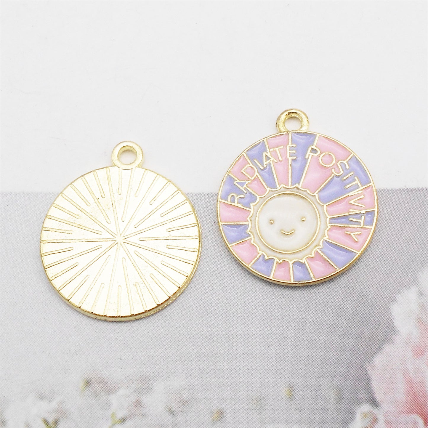 4Pcs 23x20mm Round Alloy Charm Enamel Cat Dog Rainbow Sun Design Pendant DIY Jewelry Making Accessory Crafts Phone Chain Decor