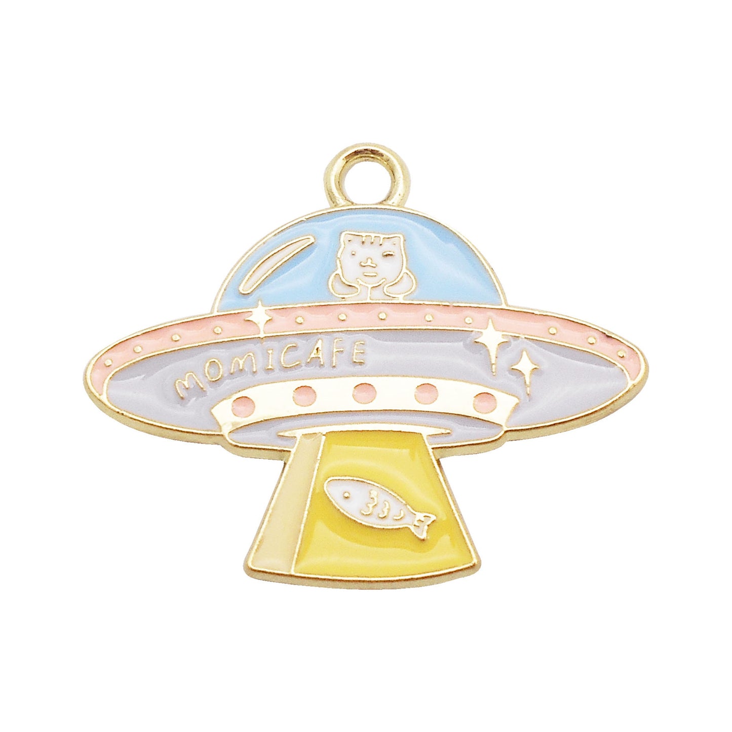 6pcs Enamel Charm Cat Driving UFO Design Pendant Alloy for Jewelry Necklace Bracelet Earrings Making Accessory DIY Crafts Key Chain Decor 23x28mm