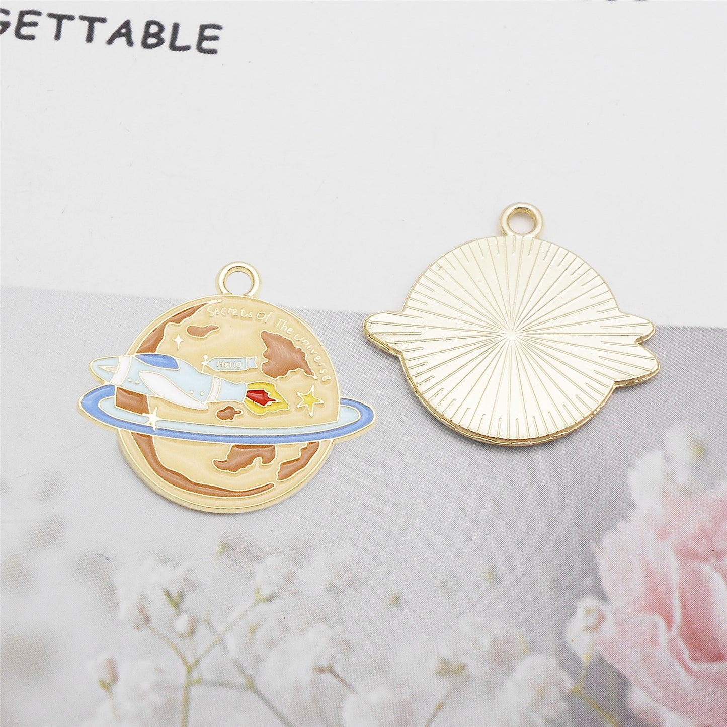 Enamel Space Astronaut Charm Planet Moon Landing Design Alloy Pendant DIY Making Accessory Jewelry Necklace Bracelet Decor