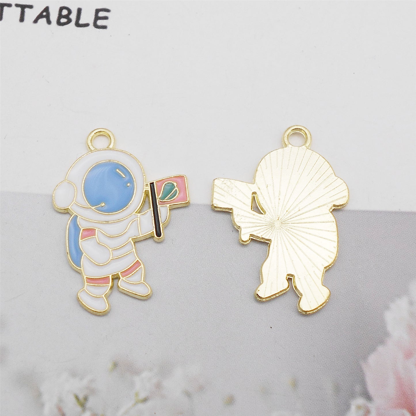 Enamel Space Astronaut Charm Planet Moon Landing Design Alloy Pendant DIY Making Accessory Jewelry Necklace Bracelet Decor
