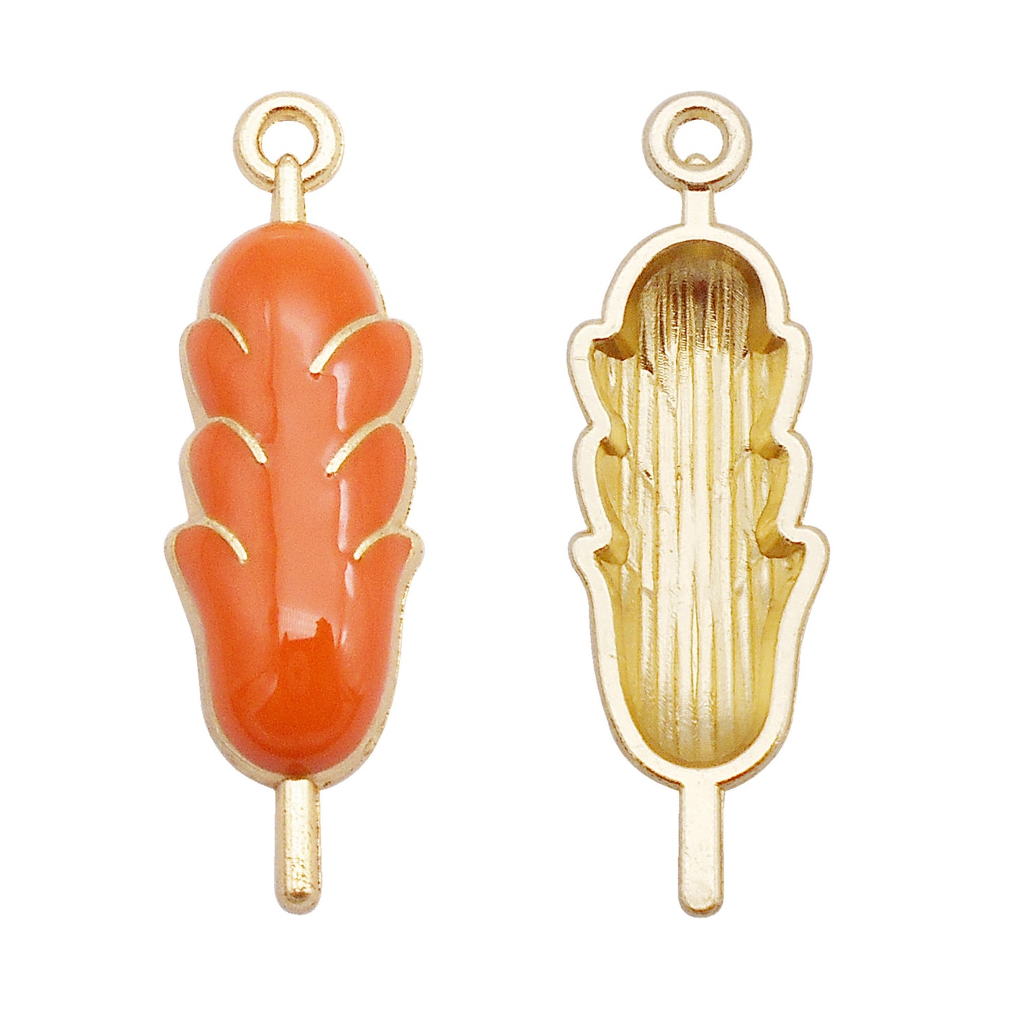 4Pcs Enamel Alloy Charm BBQ Sausage Lotus Root Slice Grilled Fish Design DIY Crafts Decor Jewelry Necklace Bracelet Earrings Pendant Accessory