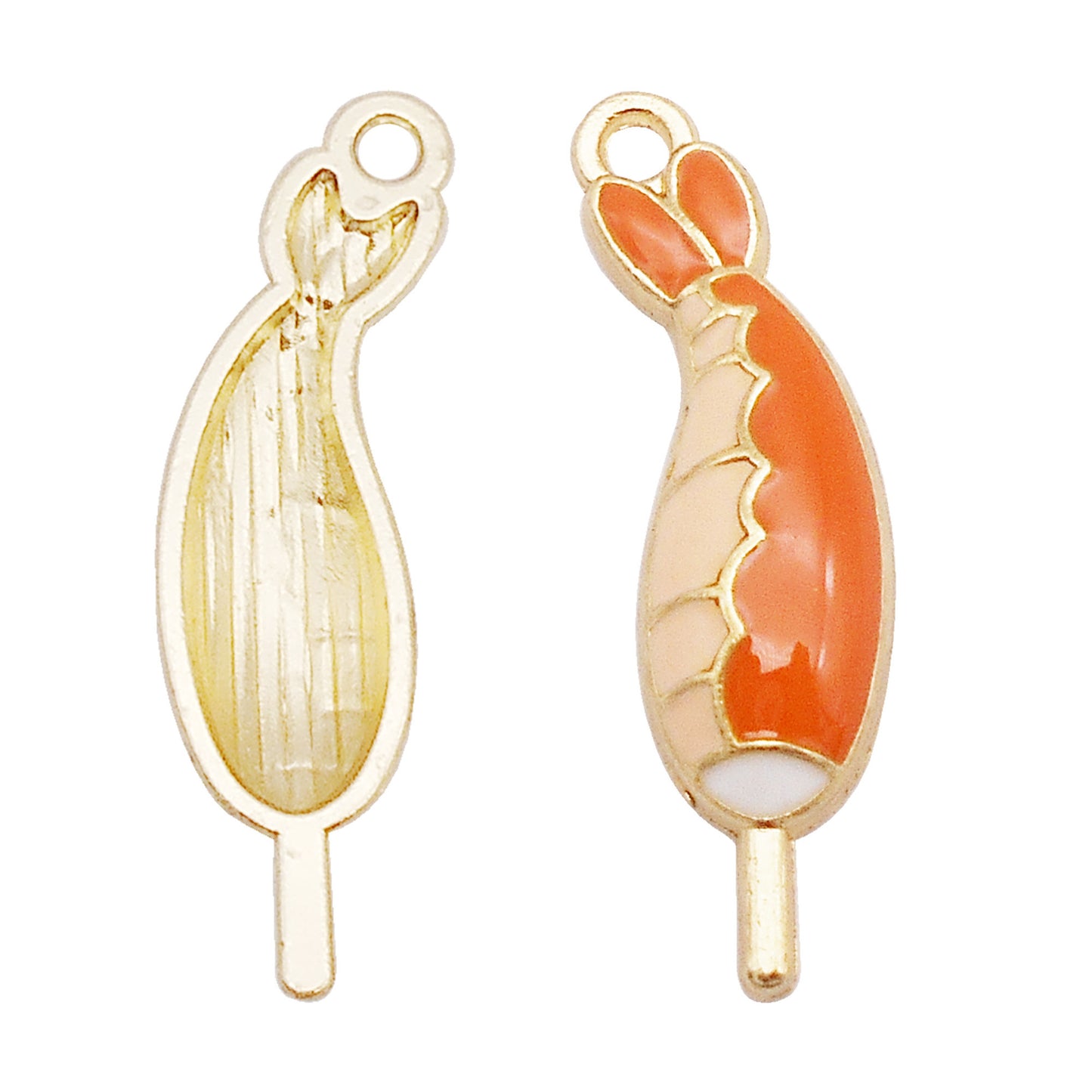 4Pcs Enamel Alloy Charm BBQ Sausage Lotus Root Slice Grilled Fish Design DIY Crafts Decor Jewelry Necklace Bracelet Earrings Pendant Accessory