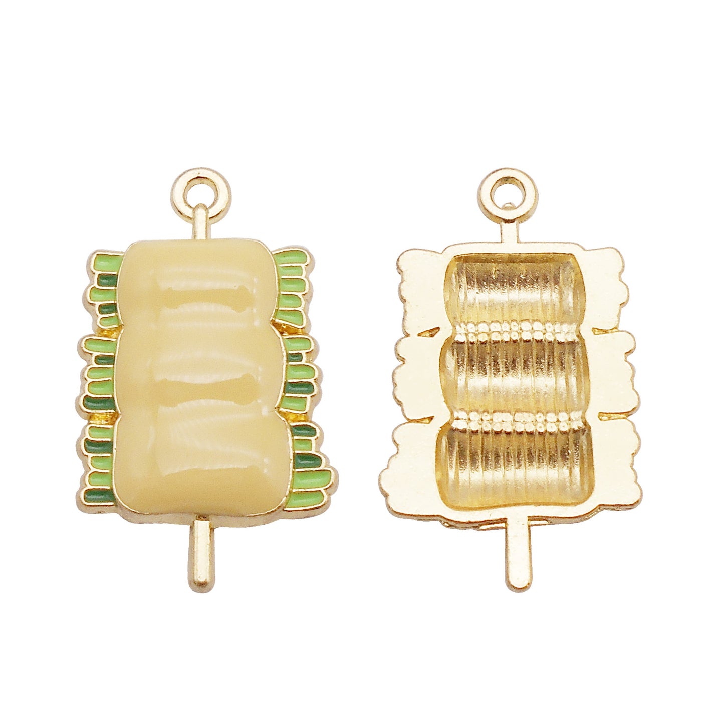 4Pcs Enamel Alloy Charm BBQ Sausage Lotus Root Slice Grilled Fish Design DIY Crafts Decor Jewelry Necklace Bracelet Earrings Pendant Accessory