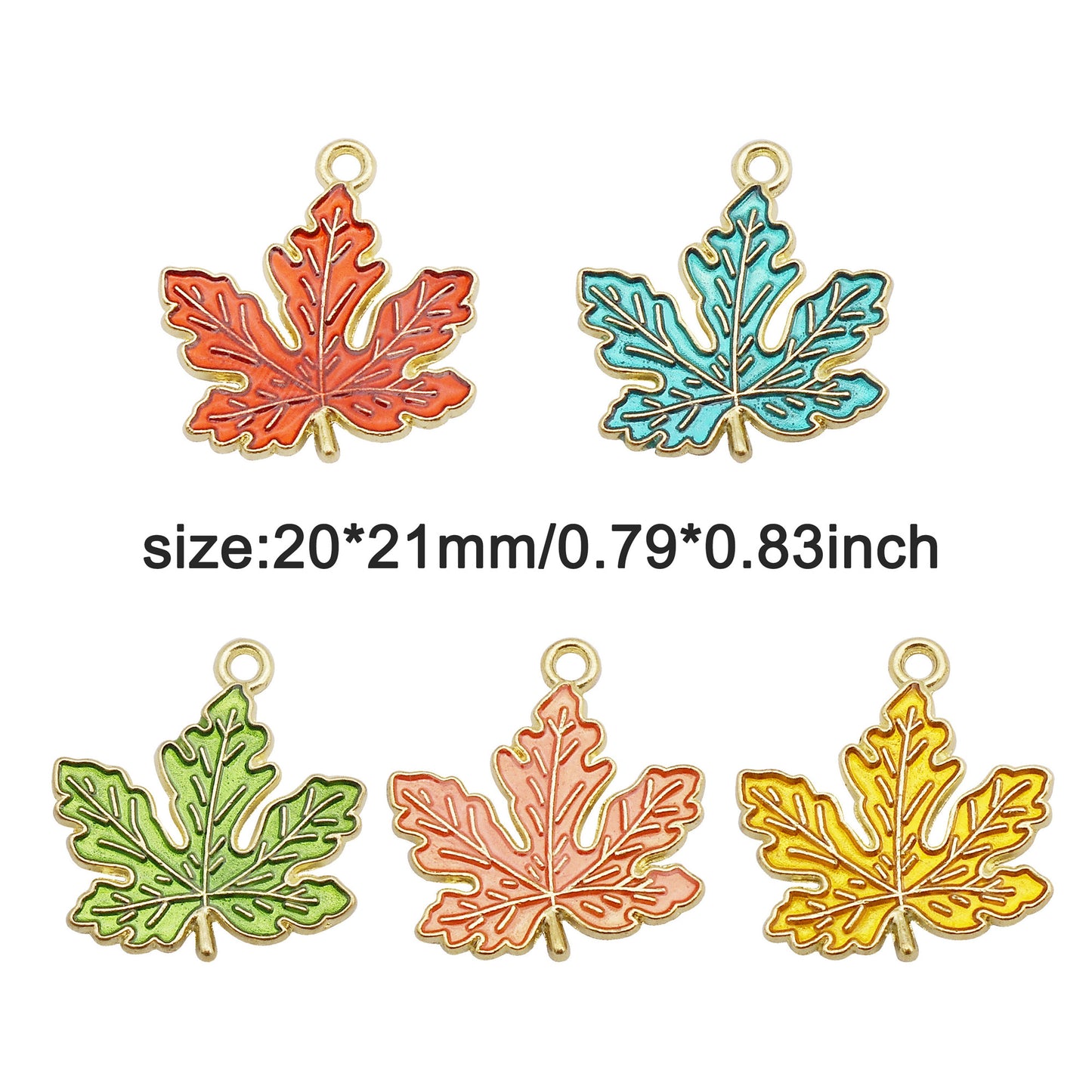 10Pcs 20x21mm Enamel Maple Leaf Charm Alloy DIY Jewelry Pendant Accessory Crafts Phone Chain Key Ring Decor Supplies