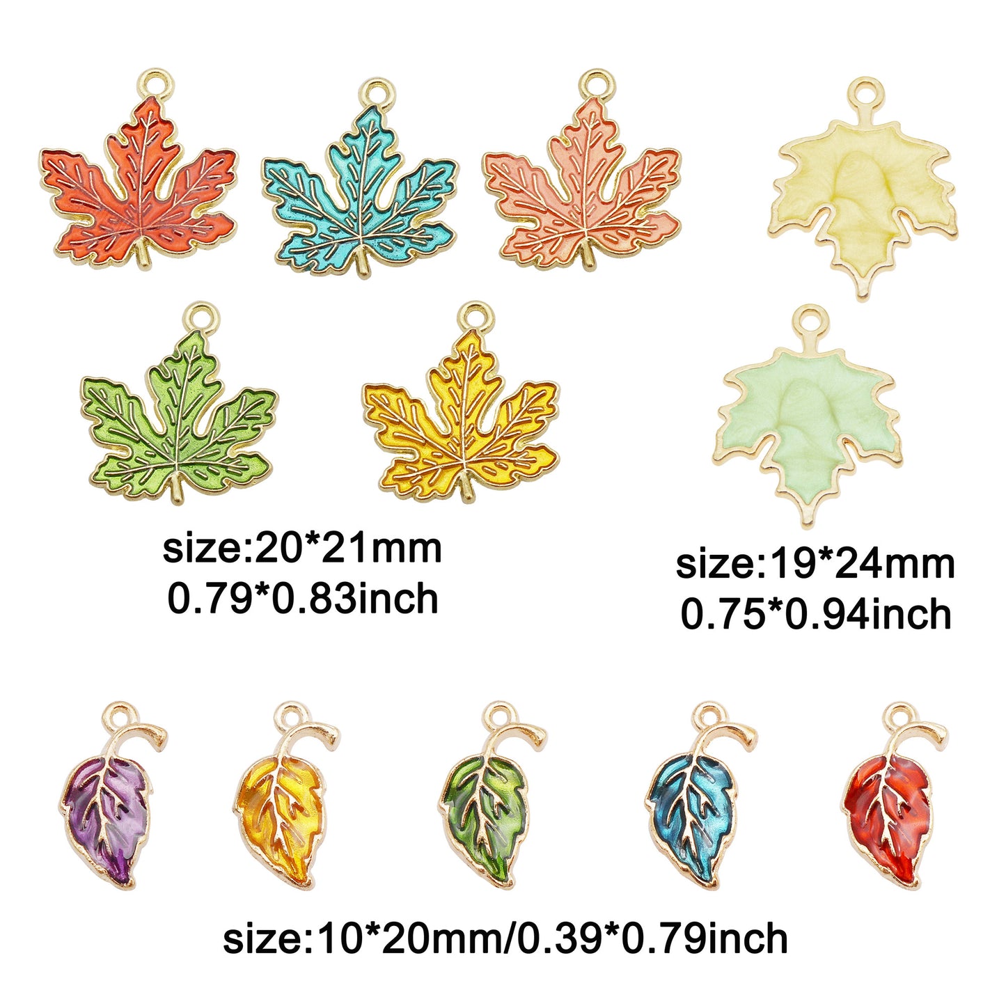 12Pcs Mixed Alloy Plant Leaf Charm Enamel Maple Leaf Pendant for DIY Necklace Bracelet Earrings Jewelry Making Crafts Phone Chain Decor