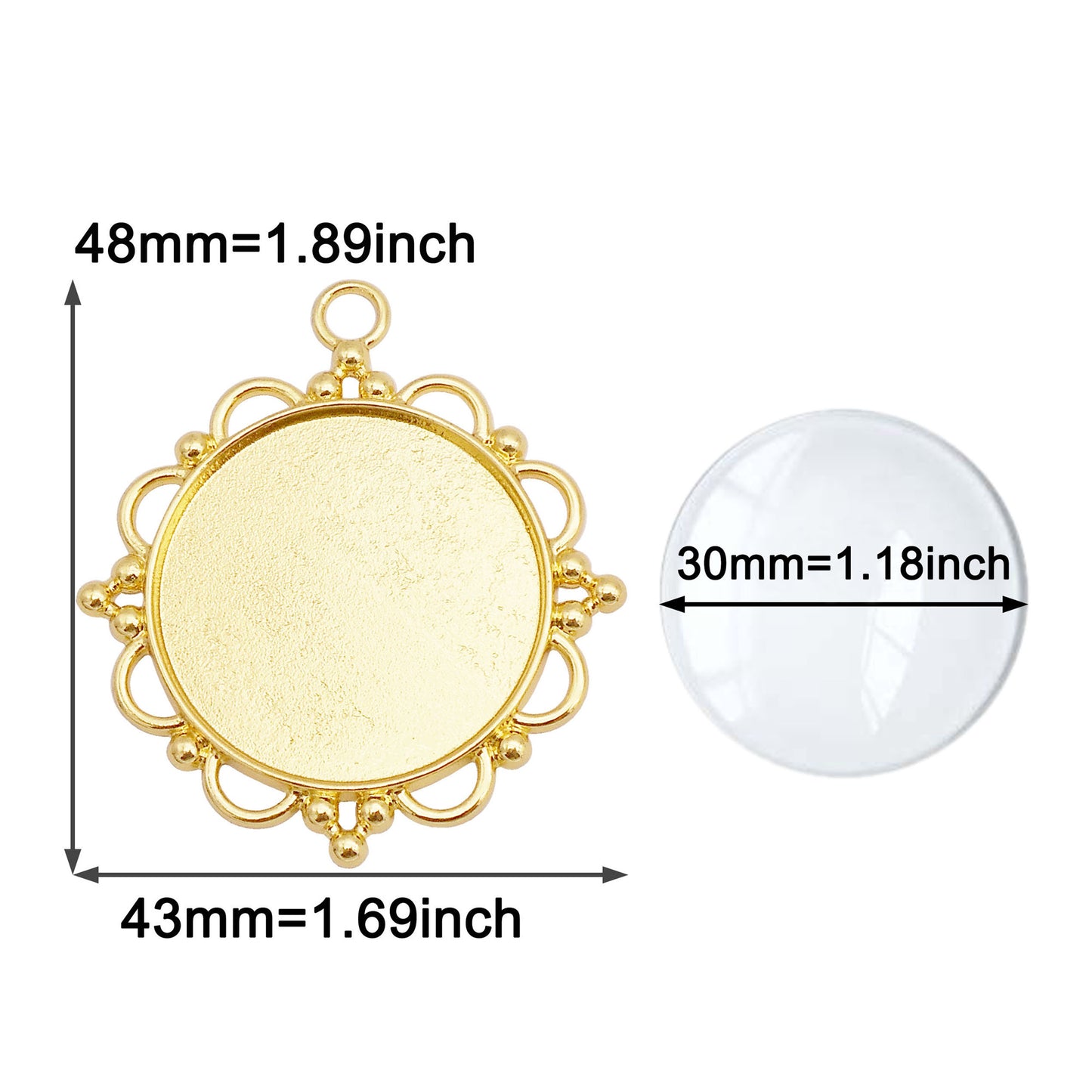 2pcs Alloy Bezel Setting Photos Cabochons Pendant Tray Round & Oval Frame Key Design Charm for Jewelry Necklace Bracelet Making DIY Crafts Decor