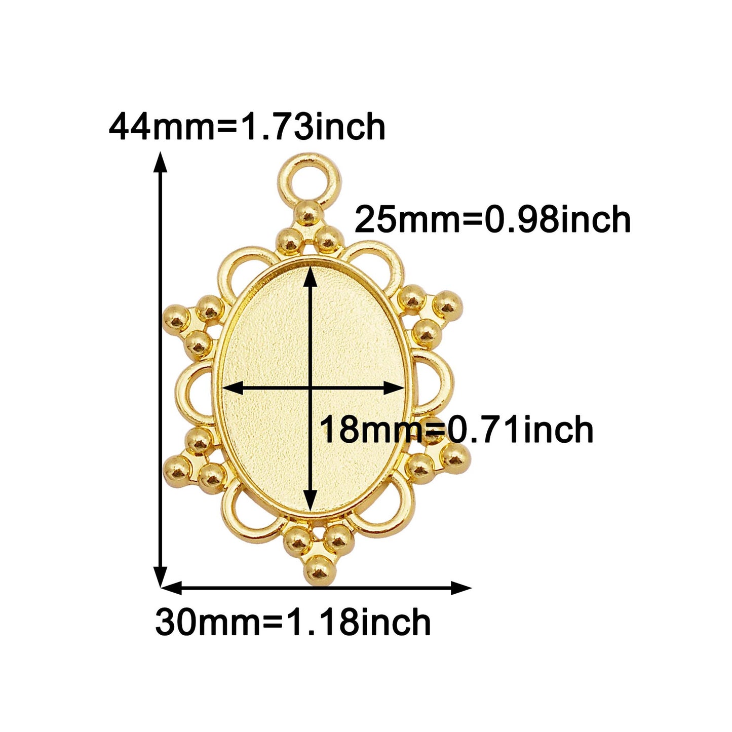 2pcs Alloy Bezel Setting Photos Cabochons Pendant Tray Round & Oval Frame Key Design Charm for Jewelry Necklace Bracelet Making DIY Crafts Decor