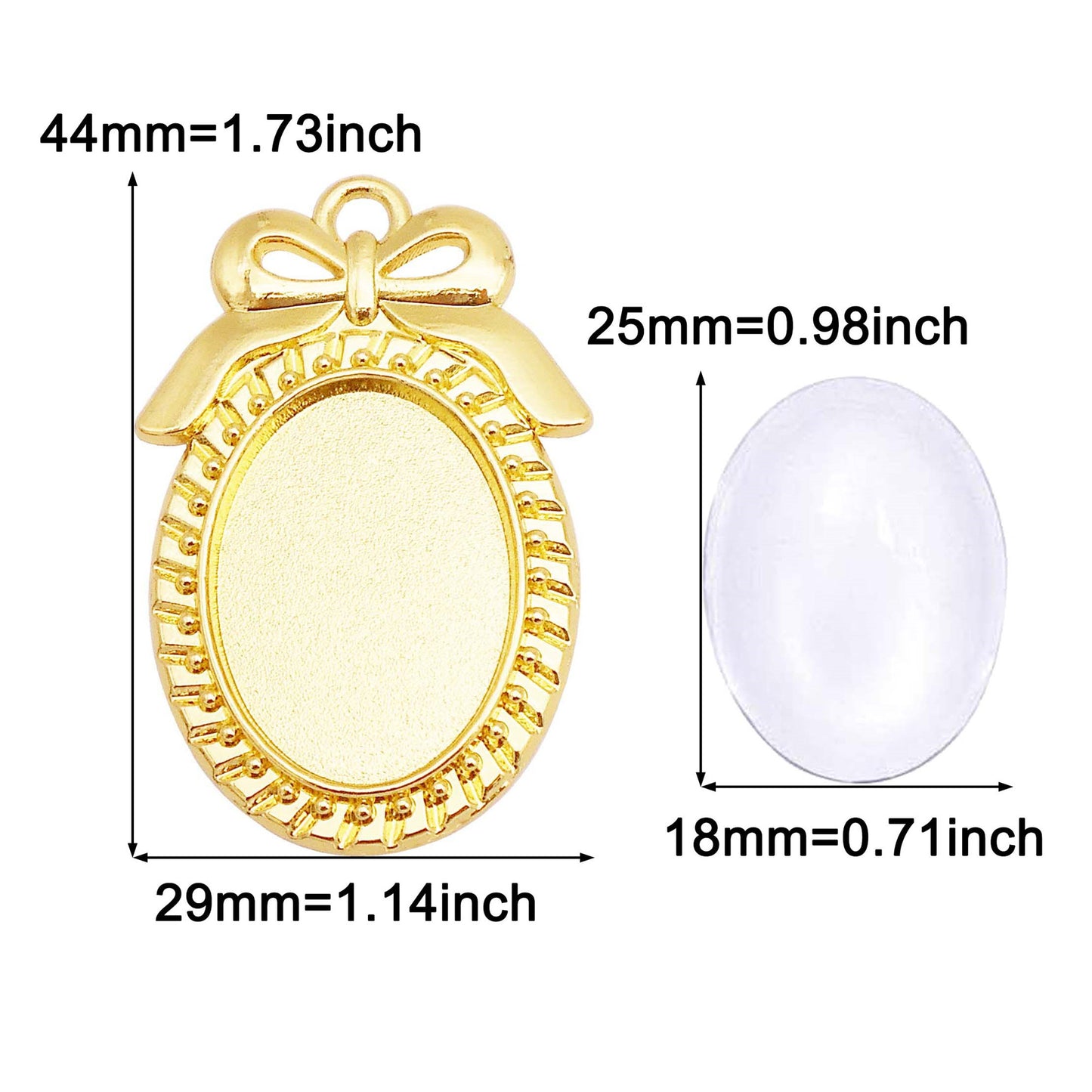 2pcs Alloy Bezel Setting Photos Cabochons Pendant Tray Round & Oval Frame Key Design Charm for Jewelry Necklace Bracelet Making DIY Crafts Decor