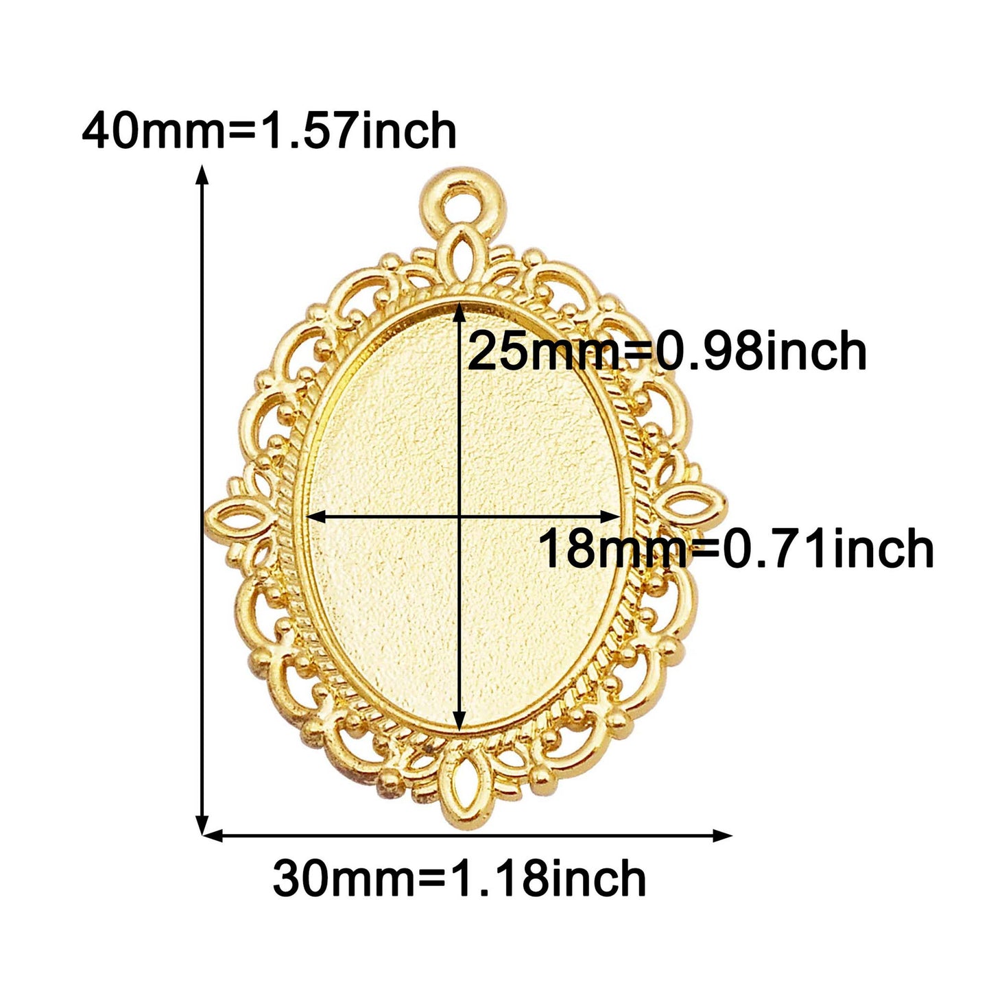 2pcs Alloy Bezel Setting Photos Cabochons Pendant Tray Round & Oval Frame Key Design Charm for Jewelry Necklace Bracelet Making DIY Crafts Decor