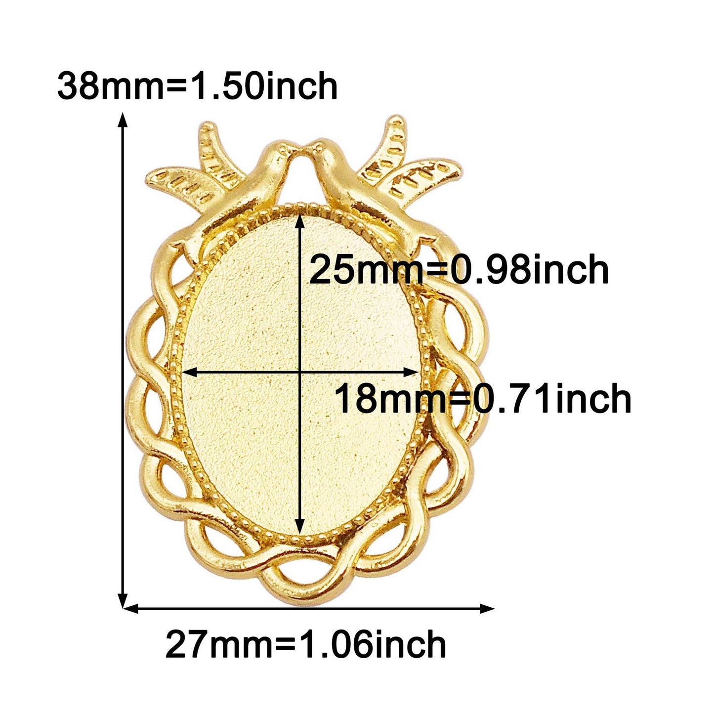2pcs Alloy Bezel Setting Photos Cabochons Pendant Tray Round & Oval Frame Key Design Charm for Jewelry Necklace Bracelet Making DIY Crafts Decor