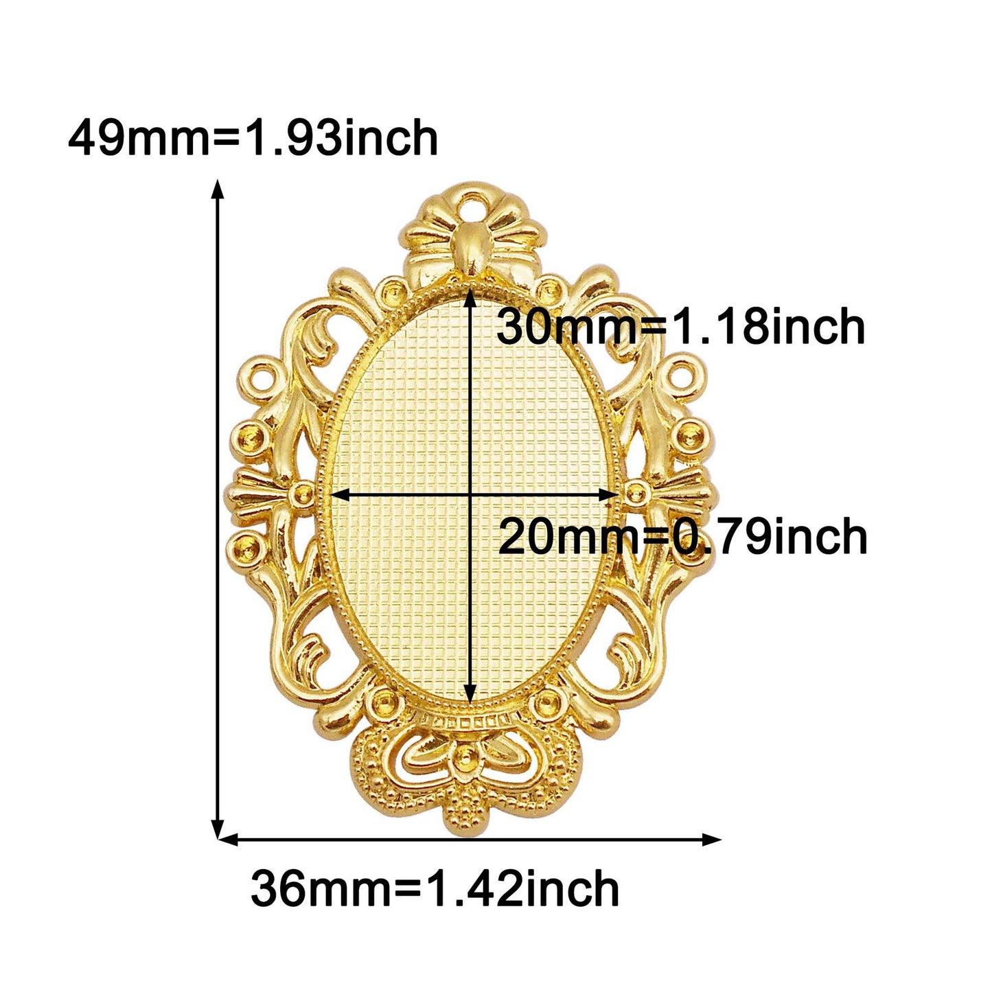 2pcs Alloy Bezel Setting Photos Cabochons Pendant Tray Round & Oval Frame Key Design Charm for Jewelry Necklace Bracelet Making DIY Crafts Decor