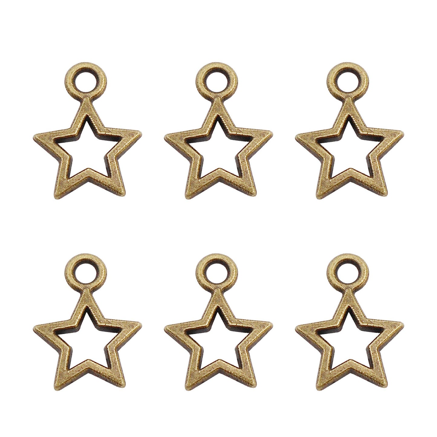 50Pcs Alloy Mini Star Charm Retro Hollowed Pentagram Design DIY Jewelry Making Supplies Necklace Bracelet Earrings Pendant Accessory 10x12mm