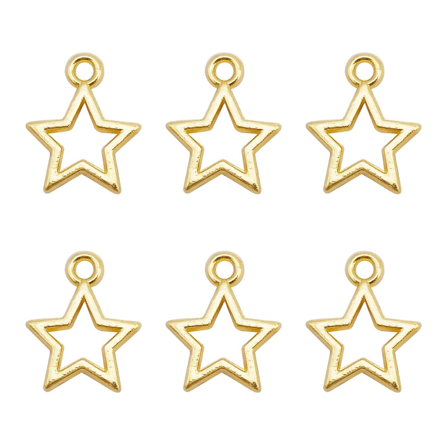 50Pcs Alloy Mini Star Charm Retro Hollowed Pentagram Design DIY Jewelry Making Supplies Necklace Bracelet Earrings Pendant Accessory 10x12mm