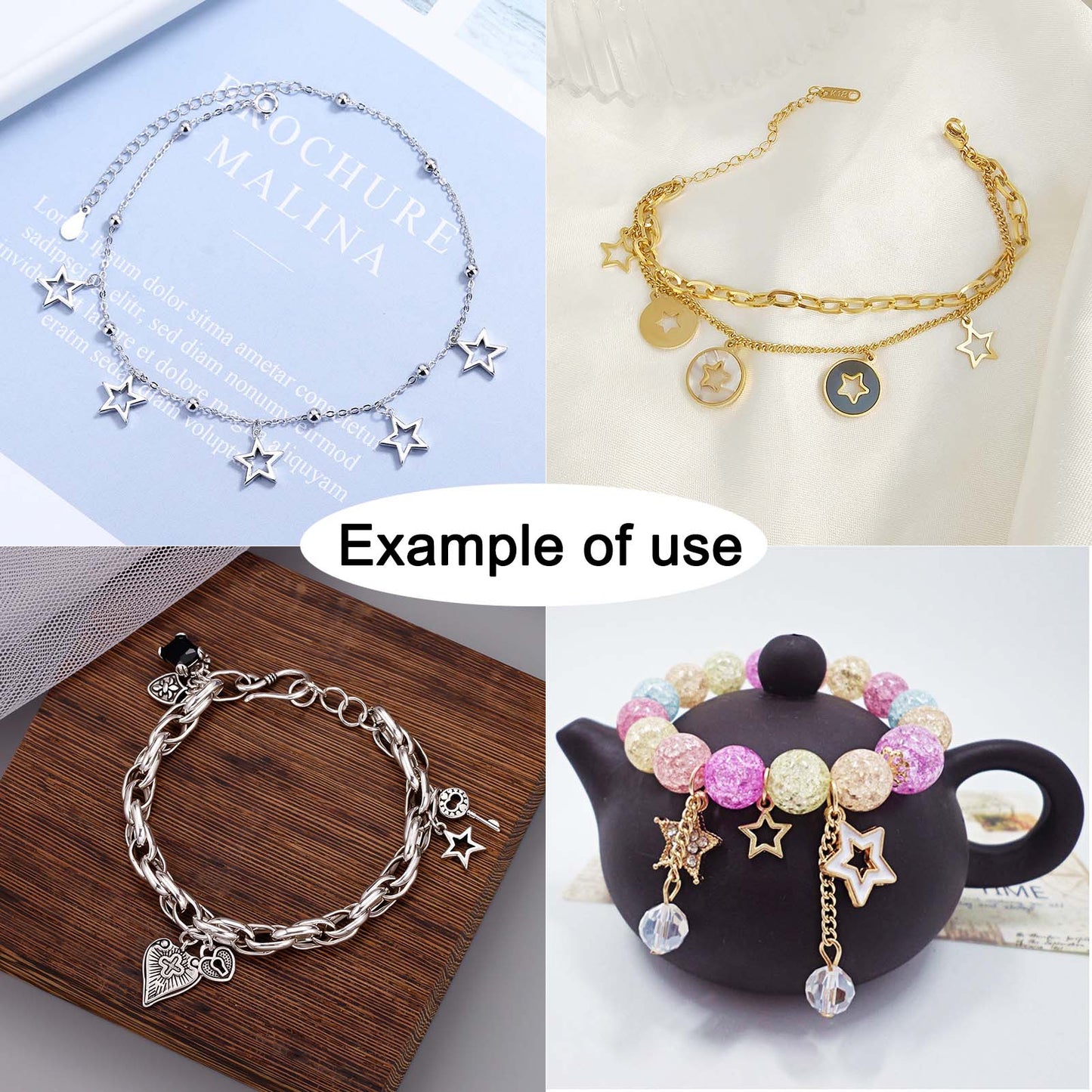 50Pcs Alloy Mini Star Charm Retro Hollowed Pentagram Design DIY Jewelry Making Supplies Necklace Bracelet Earrings Pendant Accessory 10x12mm